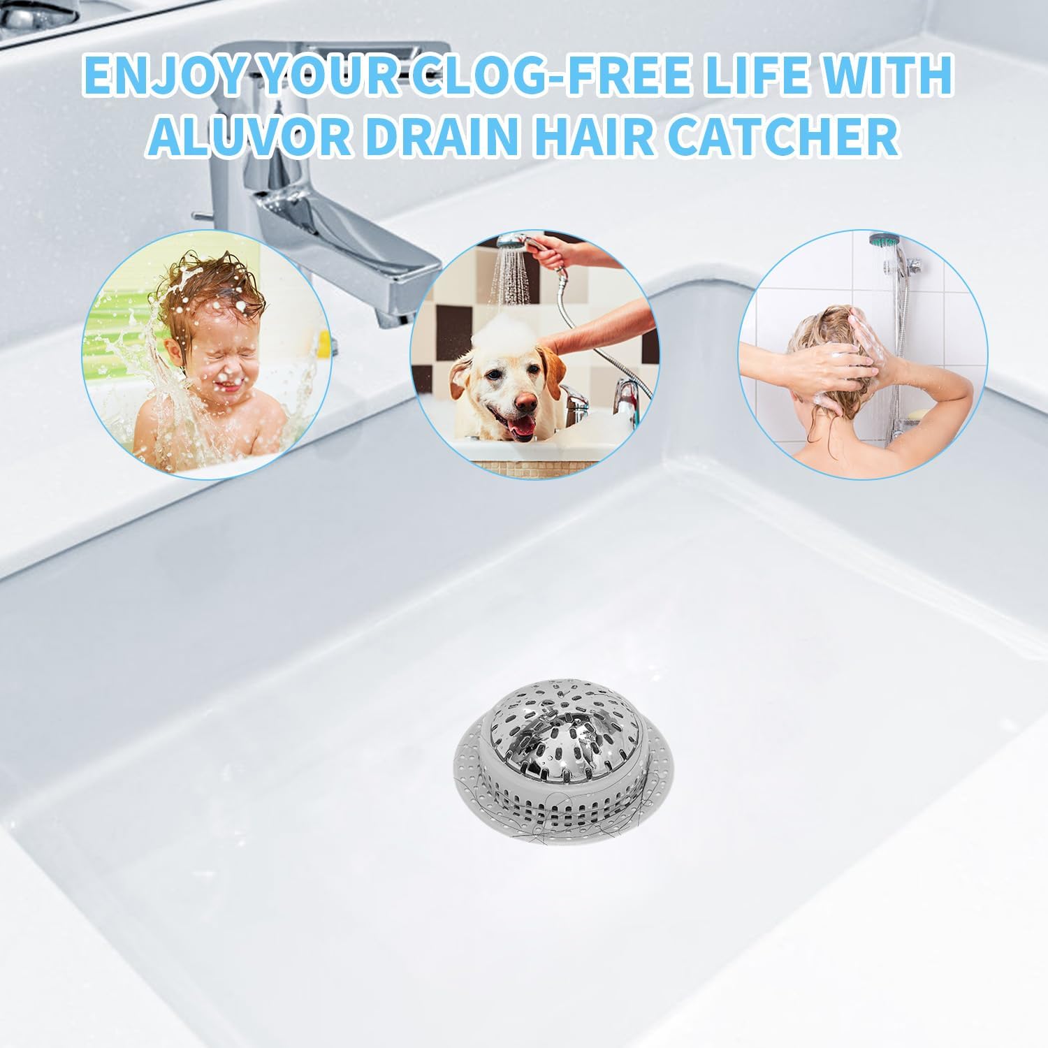 Detalle 2 de Aluvor Bathtub Drain Hair Catcher with Silicone Ring