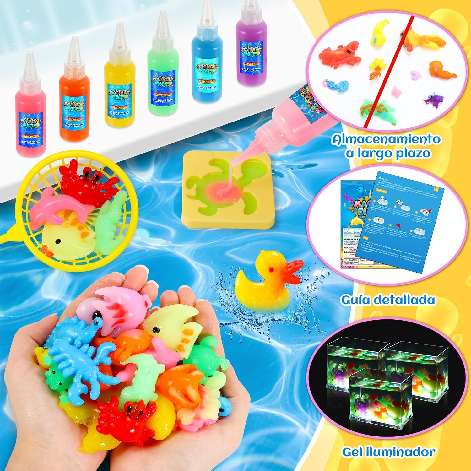 Detalle 2 de Kit de Gel con Criaturas Marinas LED y Acuario Mini para Niños 4-9 años — iKidiki