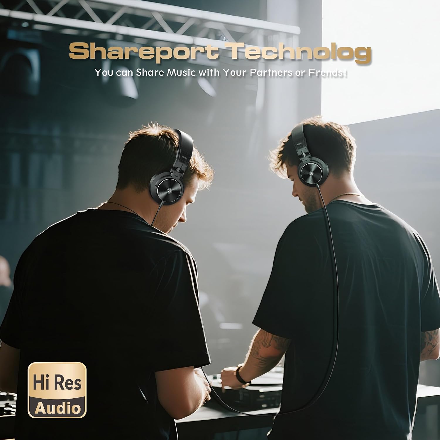 Thumbnail 2 de Ortizan Wired Studio Headphones, Over Ear DJ Monitor (Black) with Share Port