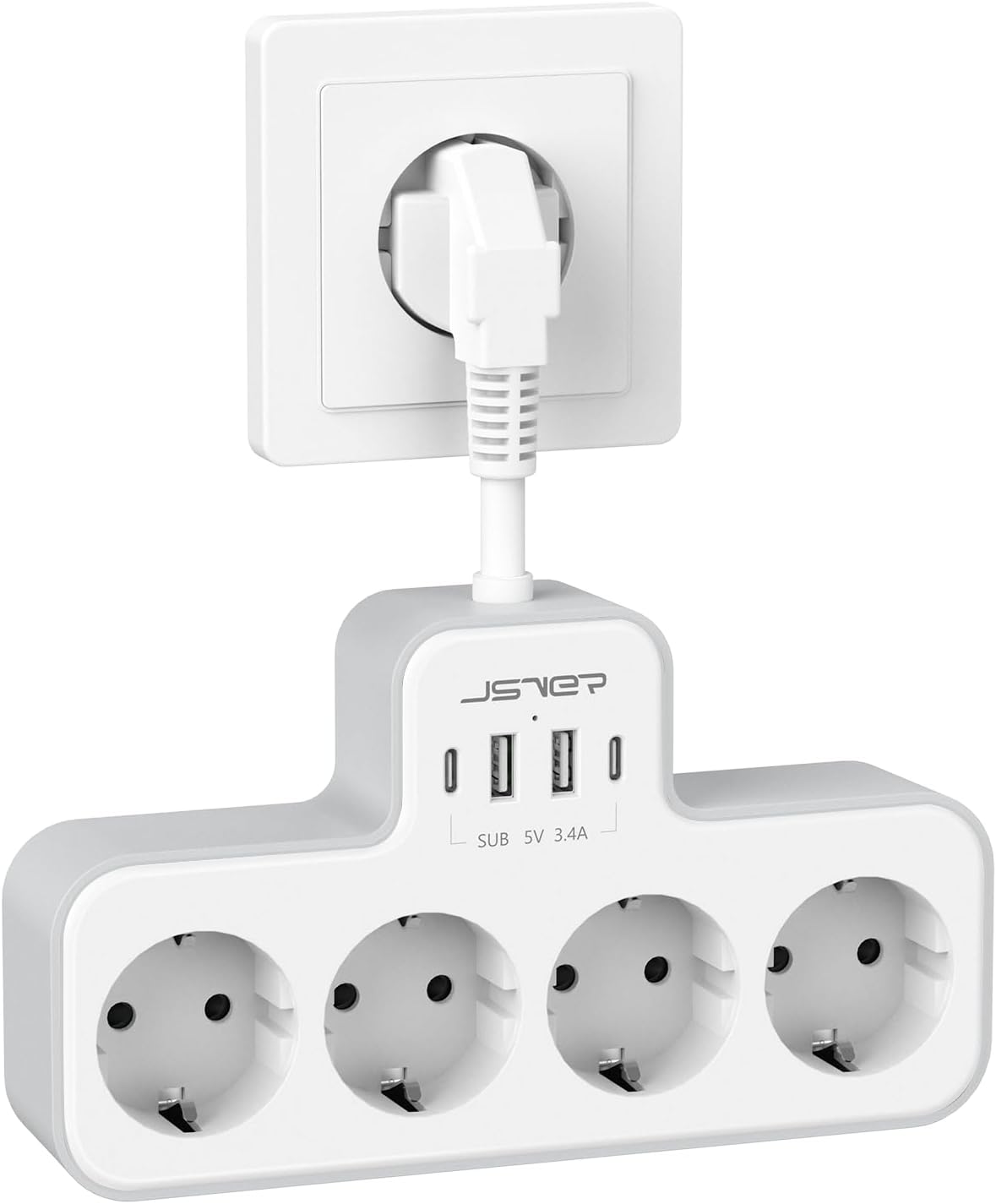 Detalle de JSVER Multiprise USB 4 prises 3680 W