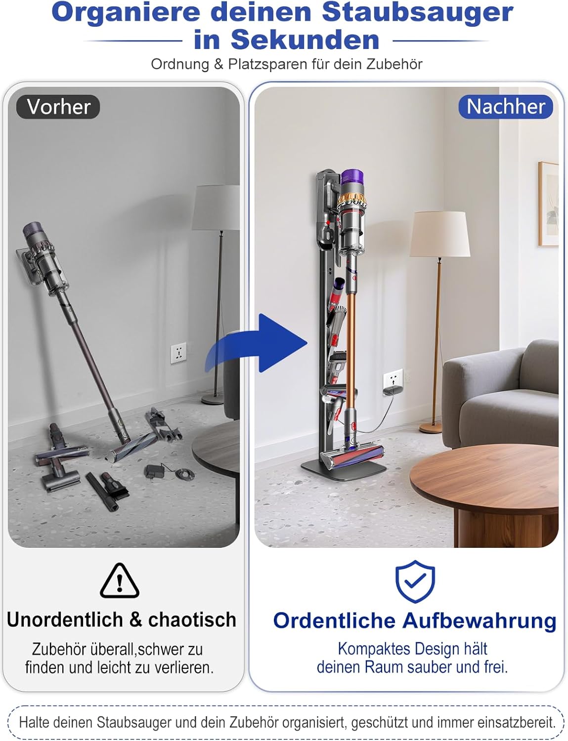 Thumbnail 6 de JUPELI Staubsauger Ständer für Dyson V16/Gen5/V15/V12/V11/V10/V8/V7/V6 – metallisch, bohrfrei mit 4 Haken