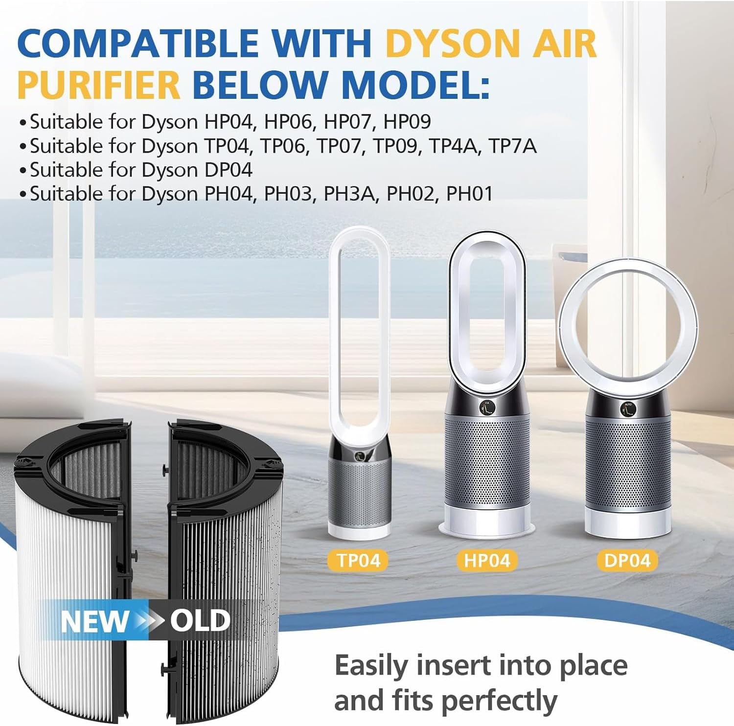 Detalle de Transplant 2-in-1 vervangfilter voor Dyson luchtreinigers, HEPA H13 en actieve kool