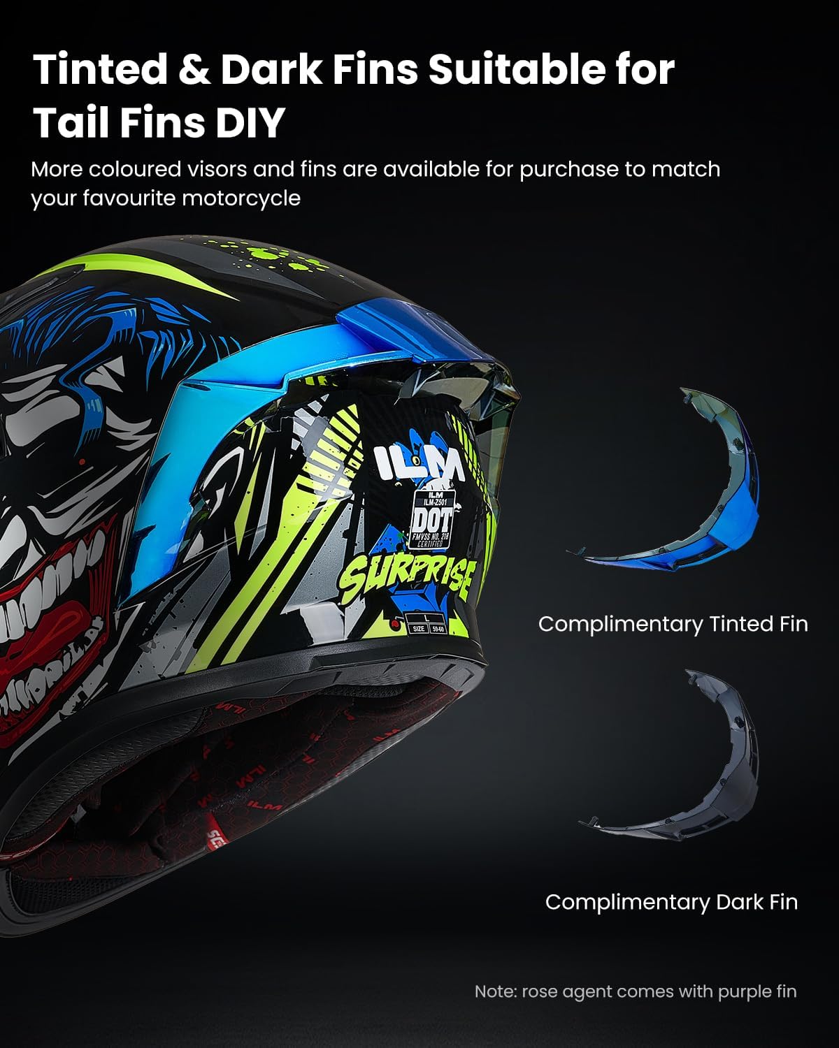 Detalle de ILM Z501 Full-Face Motorcycle Helmet (Surprise Yellow, Medium) with Clear & Tinted Visors