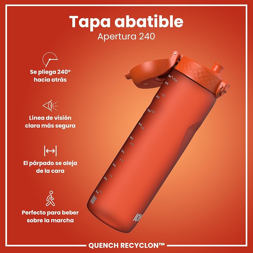 Detalle 2 de ion8 Botella de Agua 1 L, a prueba de fugas, naranja