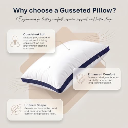 Detalle de Utopia Bedding Pillows 2 Pack (Queen) – Brushed Navy Microfiber Pillows
