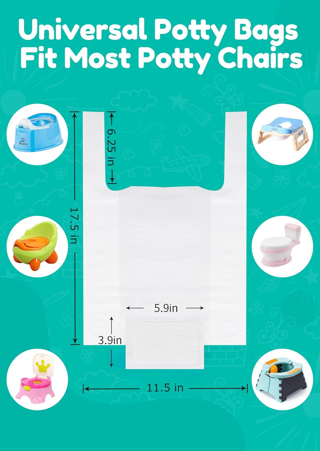 Thumbnail 3 de Newnice Disposable Potty Liners with 200ml Absorbent Pads — 30 Pack for OXO Tot Go Potty and Most Chairs