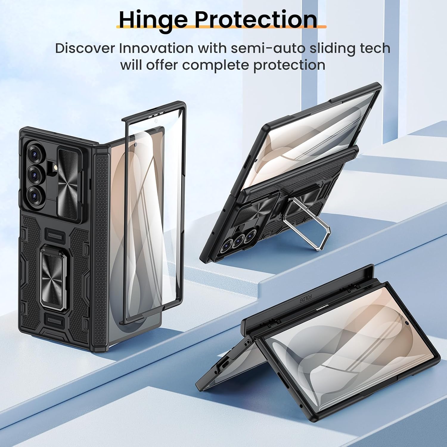 Detalle de VEGO Galaxy Z Fold 8 Ultra Case with Hinge Protection, Screen Protector & Stand