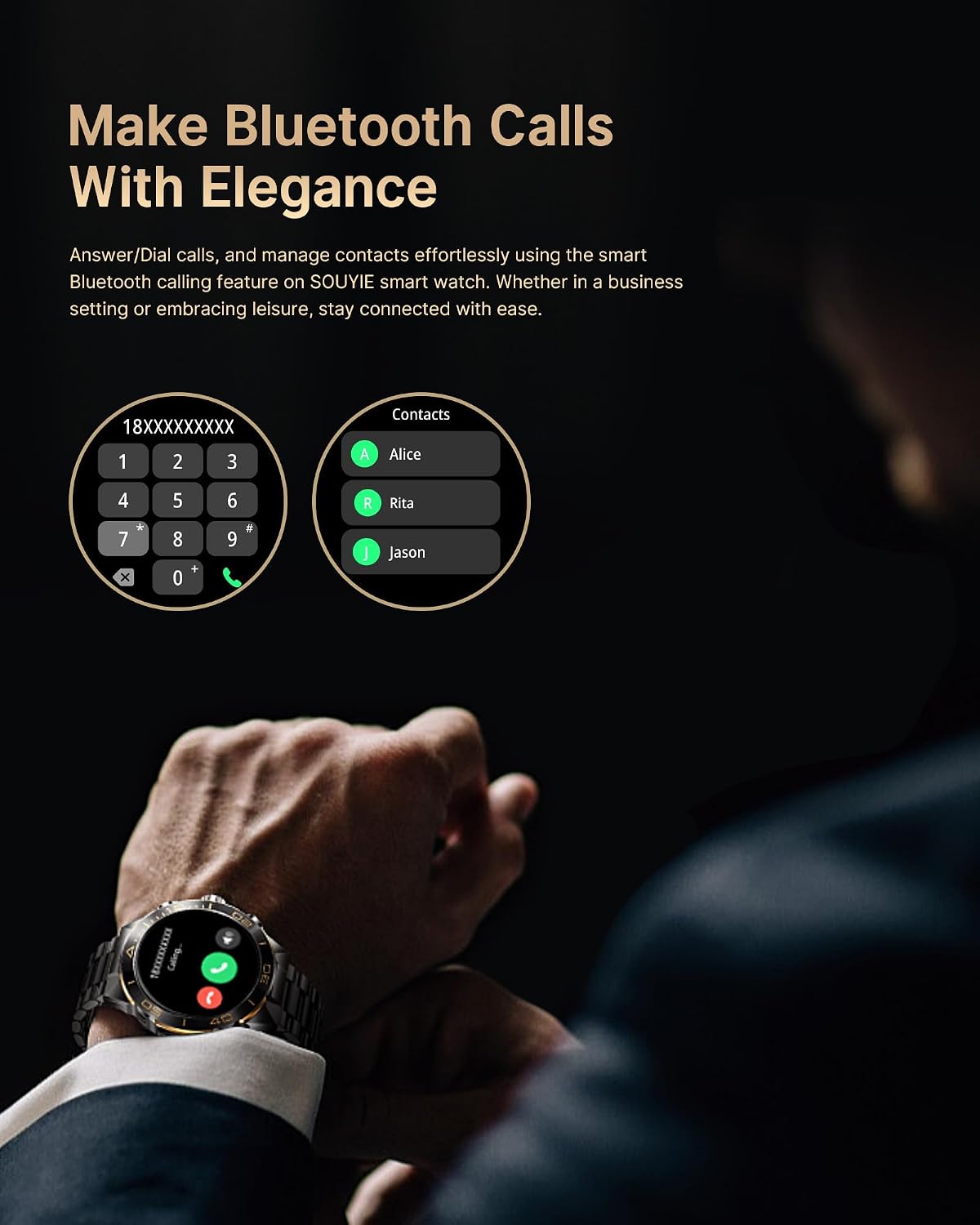 Thumbnail 1 de SOUYIE Smart Watch for Men with Bluetooth Calling and 1.43" AMOLED Display