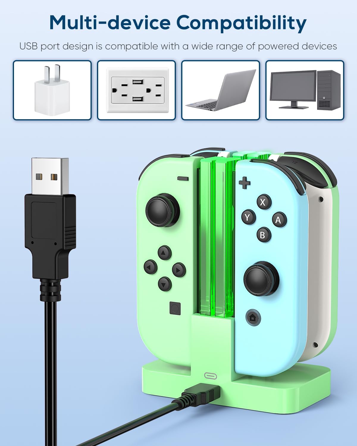 Detalle de FYOUNG Joy-Con Switch Charger Dock with LED Light Bar (for Nintendo Switch / Switch OLED)