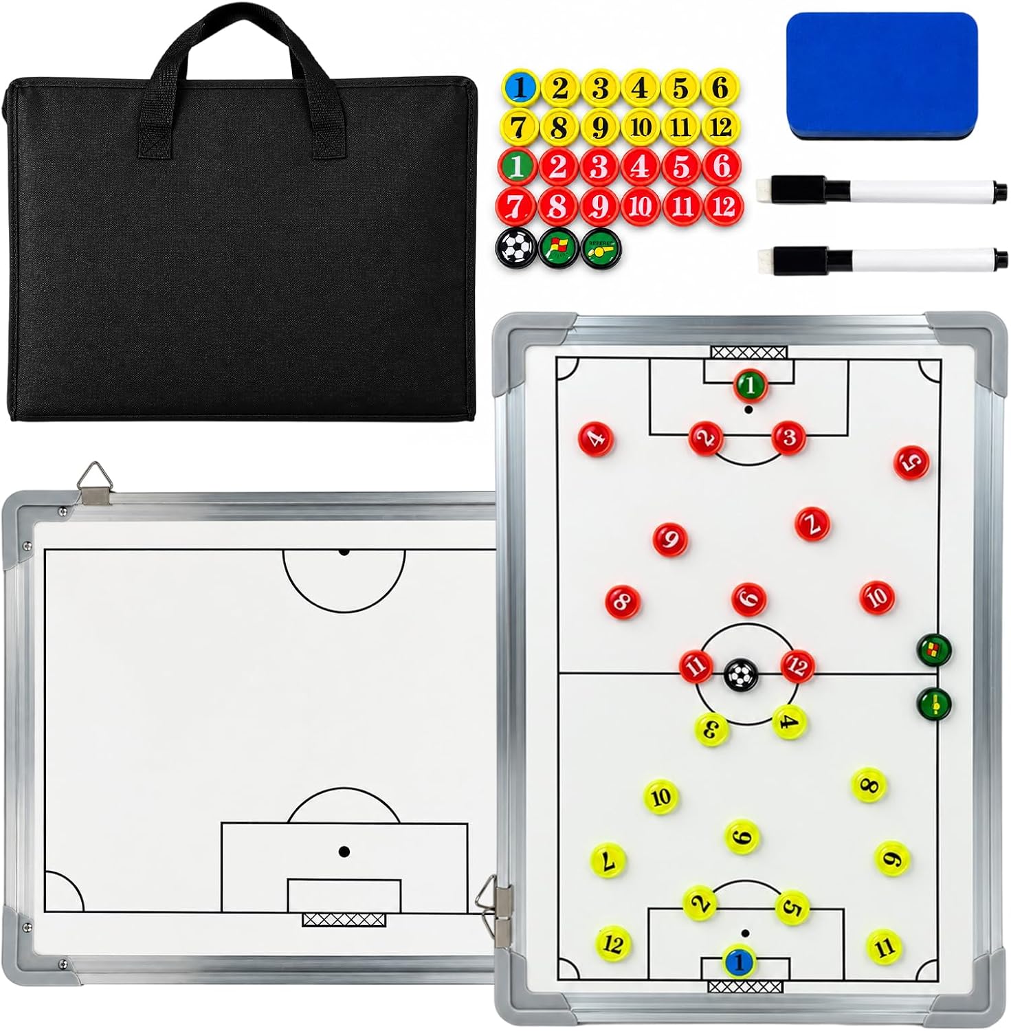 Detalle 2 de RoseFlower magnetisch voetbal-tactiekbord, dubbelzijdig met stift en magneten