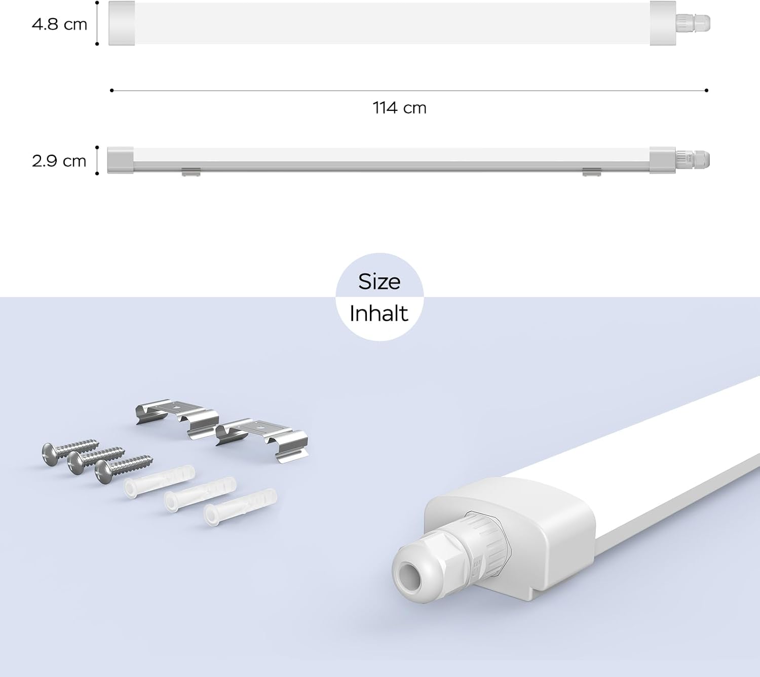Thumbnail 5 de ANTENLICHT LED Feuchtraumleuchte 120 cm – 36 W, 4000 lm, IP65, Neutralweiß 4000K