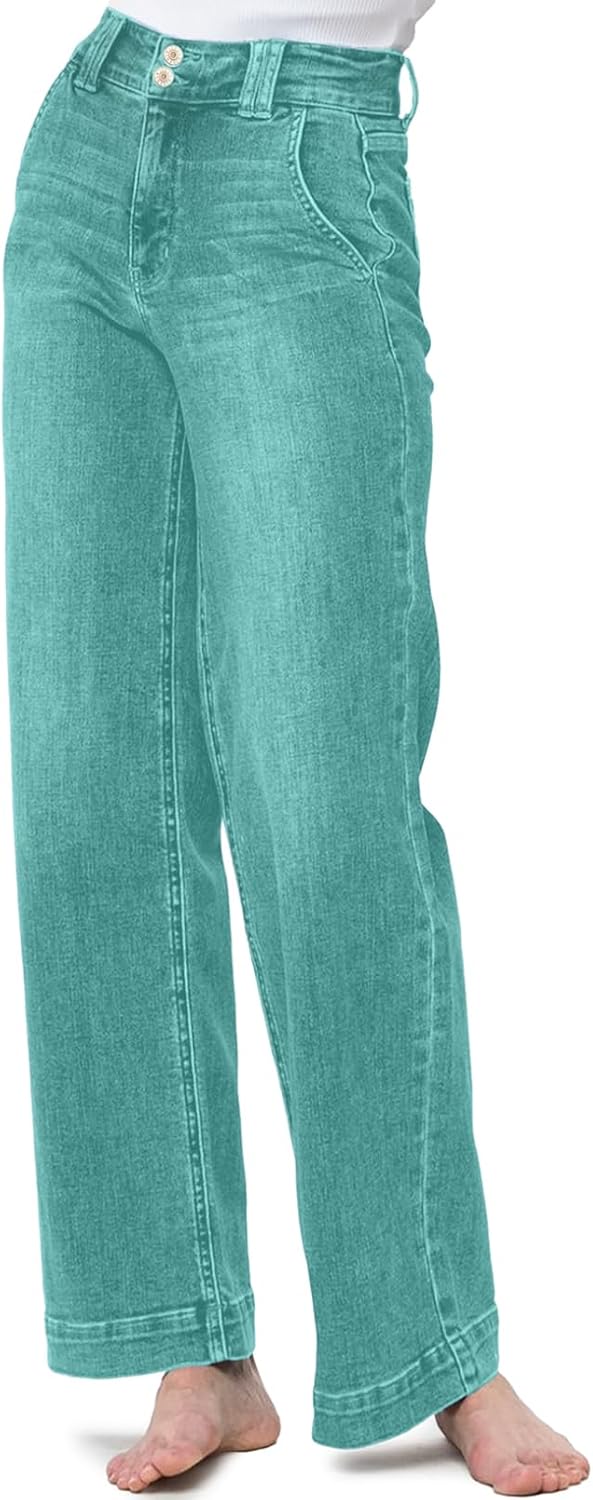 Thumbnail 3 de Astylish Women's High Waisted Wide Leg Straight Jeans