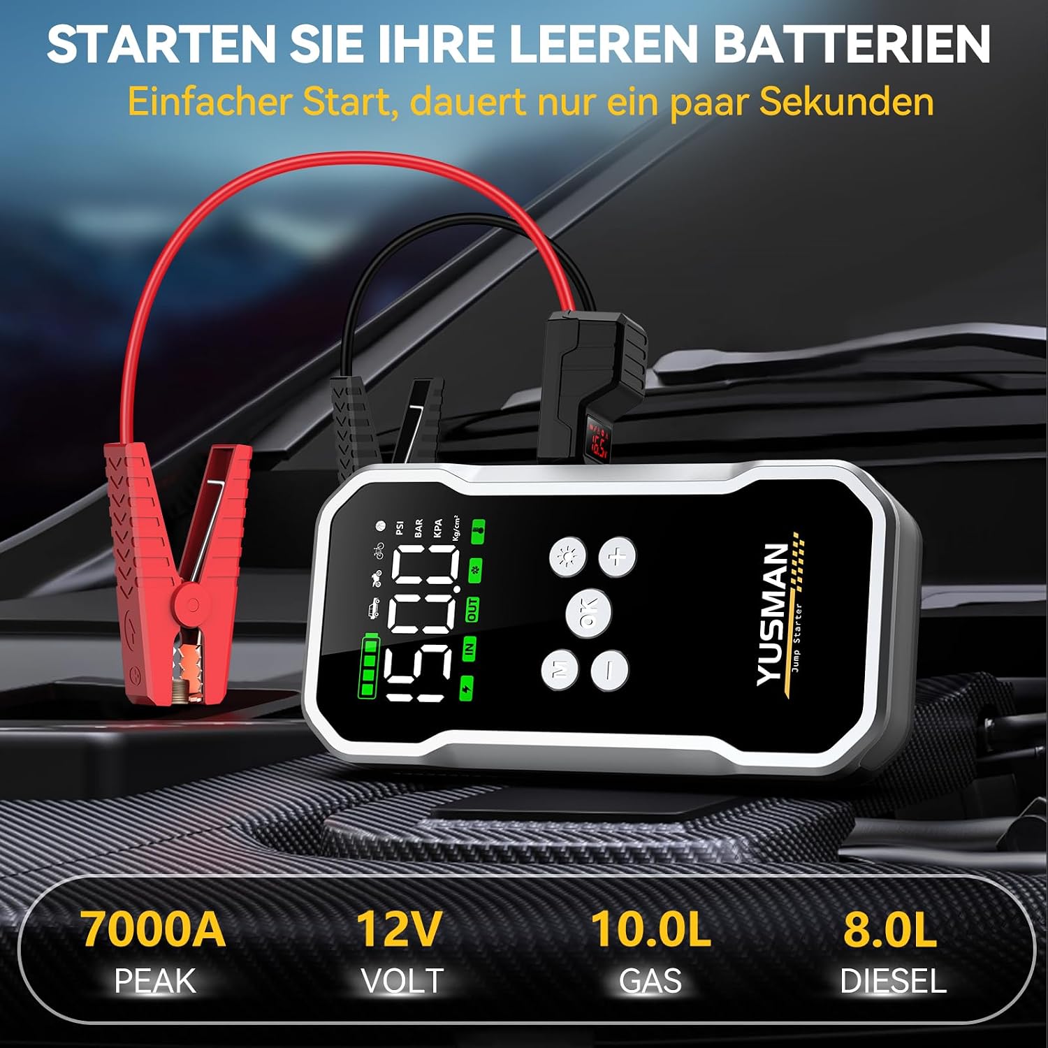 Detalle 2 de YUSMAN Starthilfe Powerbank 15800 mAh