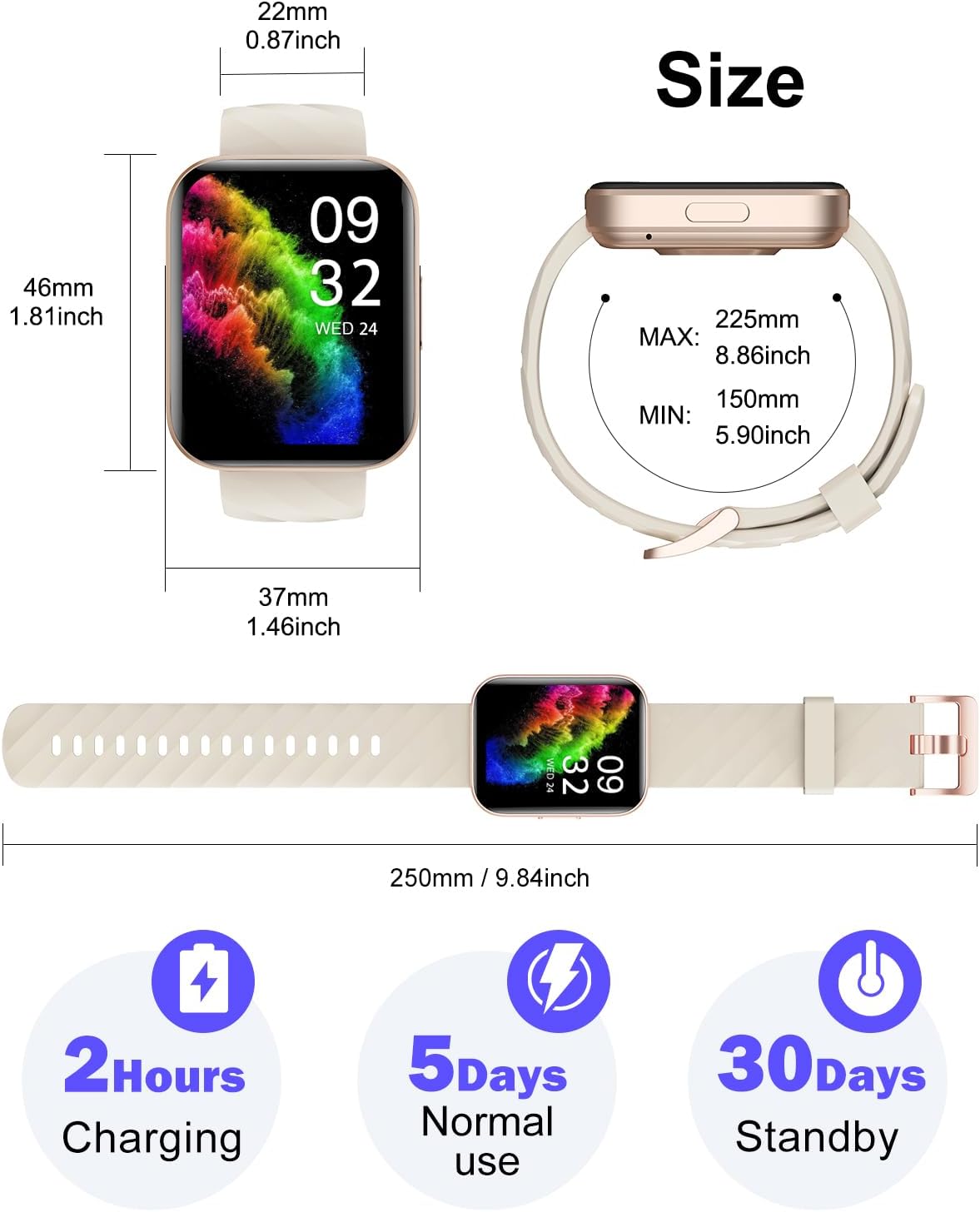 Thumbnail 6 de Dakofied Smartwatch uomo/donna con chiamate Bluetooth, cardiofrequenzimetro e SpO2, impermeabile IP68