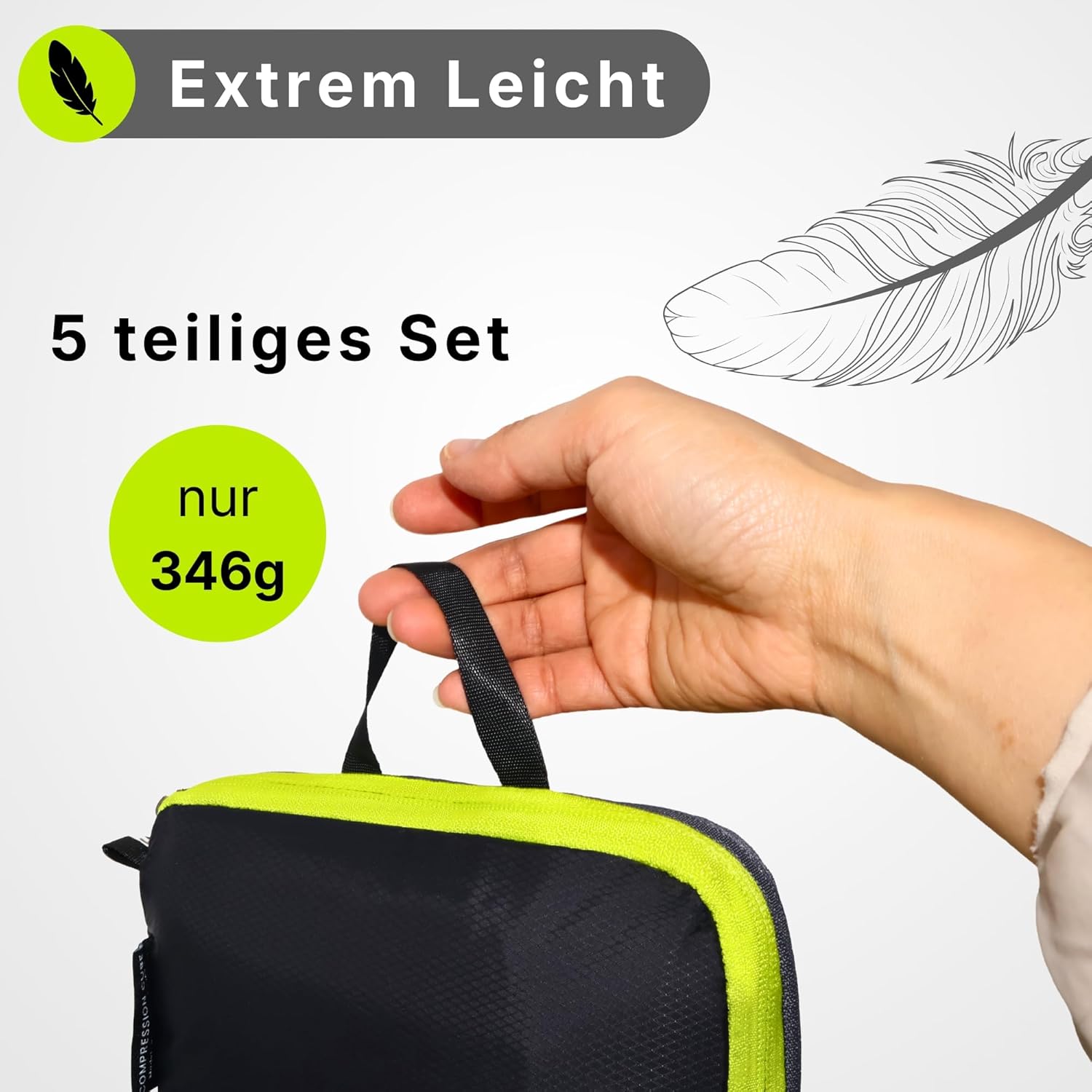 Detalle de Alpteq Profi-Packtaschen mit Kompression – 5-teiliges ultraleichtes Koffer-Organizer-Set