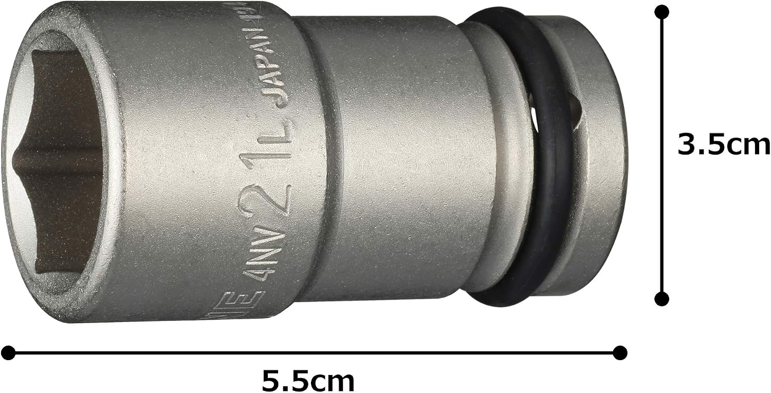 Detalle 1 de トネ 4NV-21L インパクト用ロングソケット 21mm・差込角12.7mm