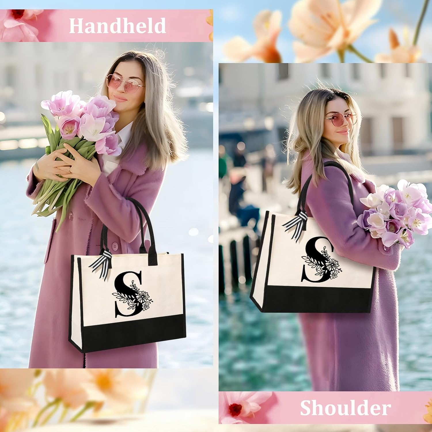 Thumbnail 1 de Tecanne Initial Canvas Tote Bag