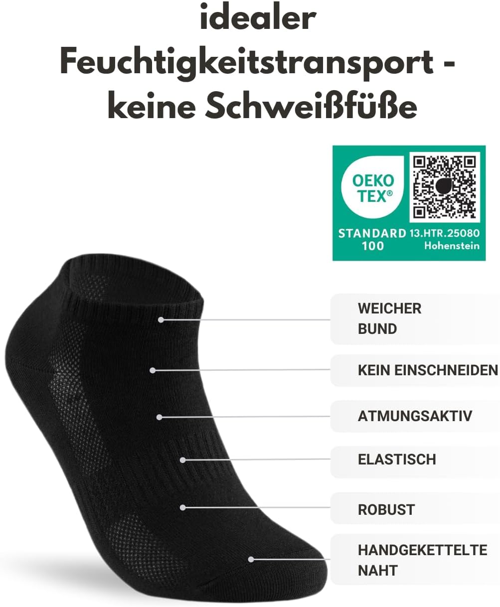 Detalle de Sockenkauf24 10 Paar Sneaker Socken Herren Damen Baumwolle mit Mesh-Streifen – atmungsaktiv und langlebig