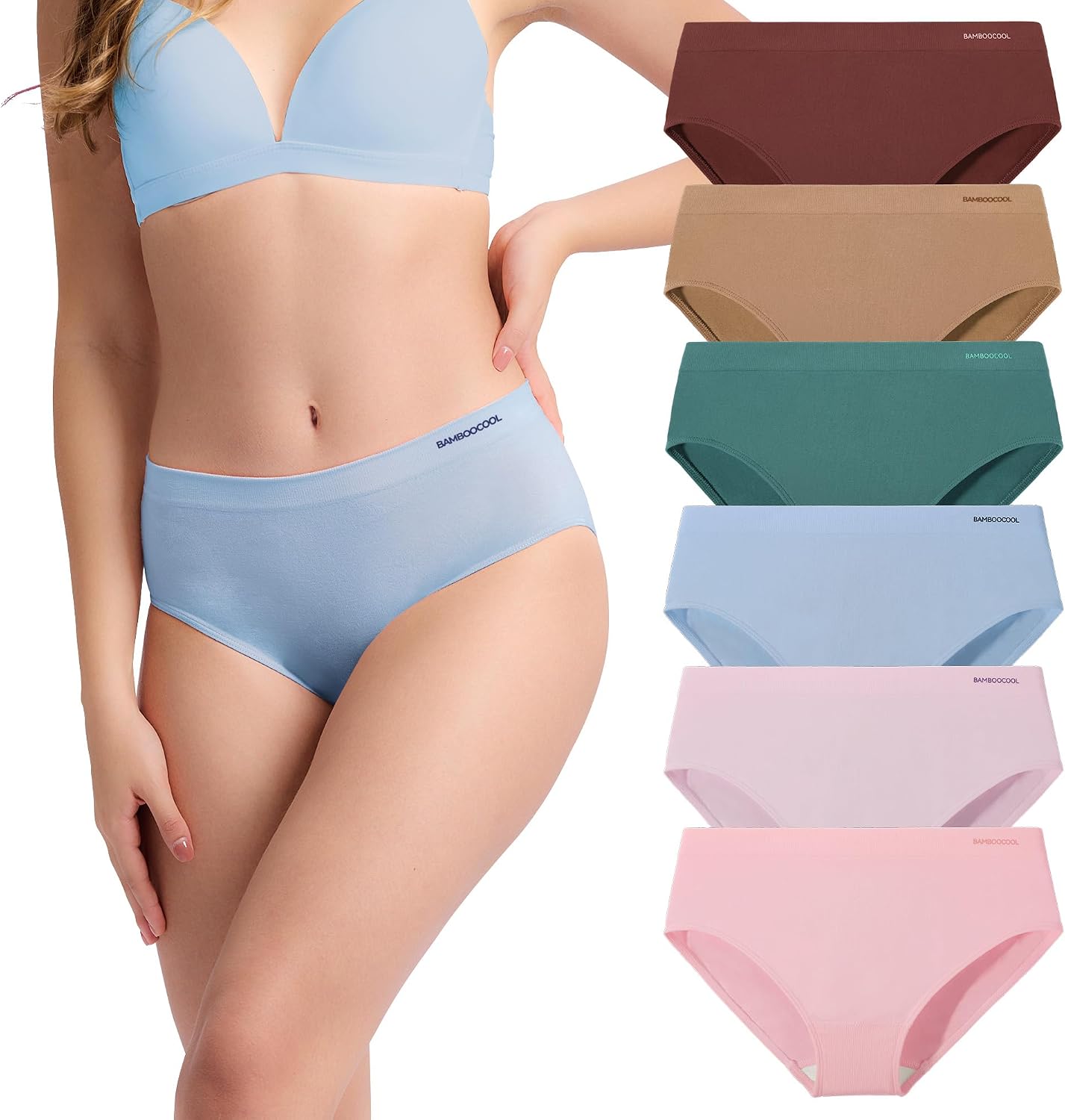 Thumbnail 6 de Women's Bamboo Seamless Bikini Panties Moisture-Wicking 6-Pack
