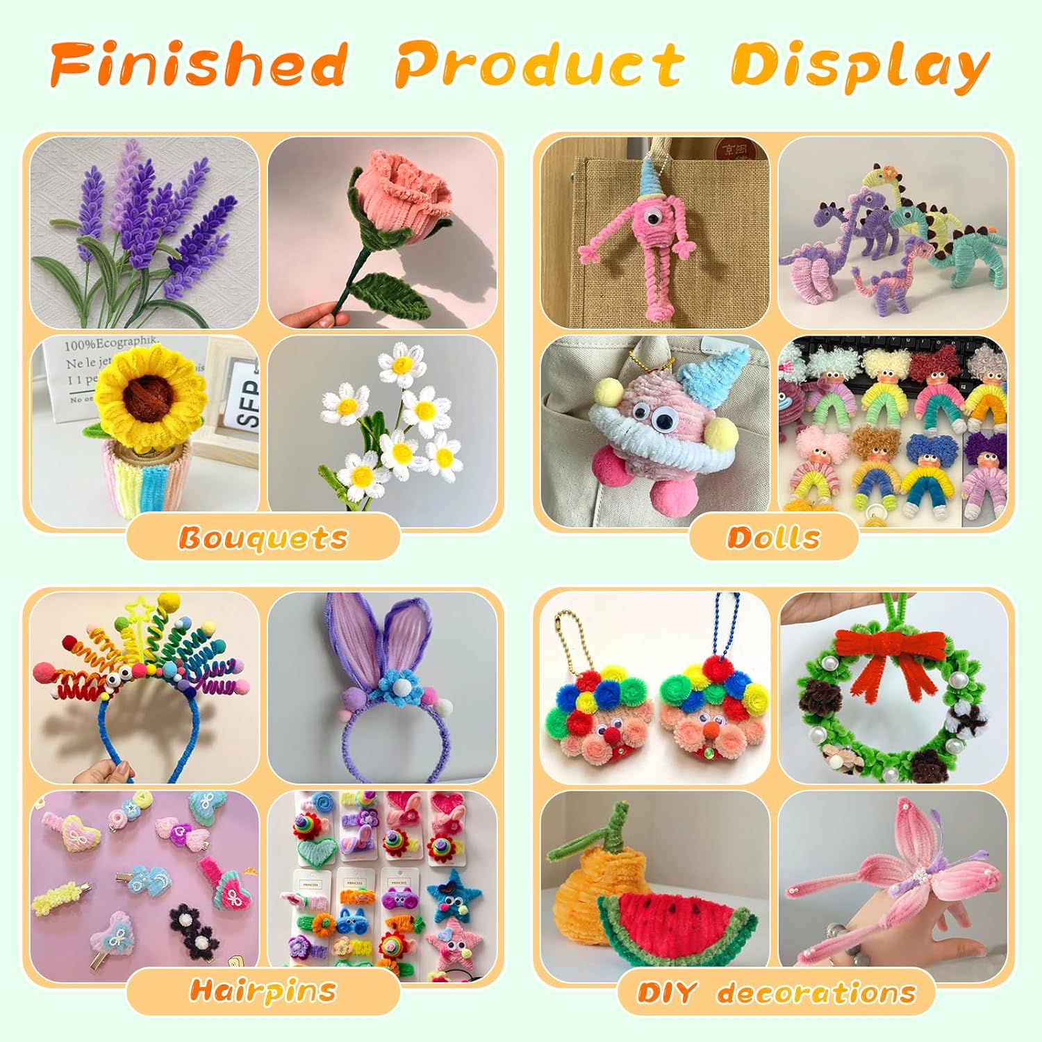 Thumbnail 5 de ZXIIXZ 100Pcs Pipe Cleaners – Creative DIY Craft Stems for Flowers, Animals, and Home Décor