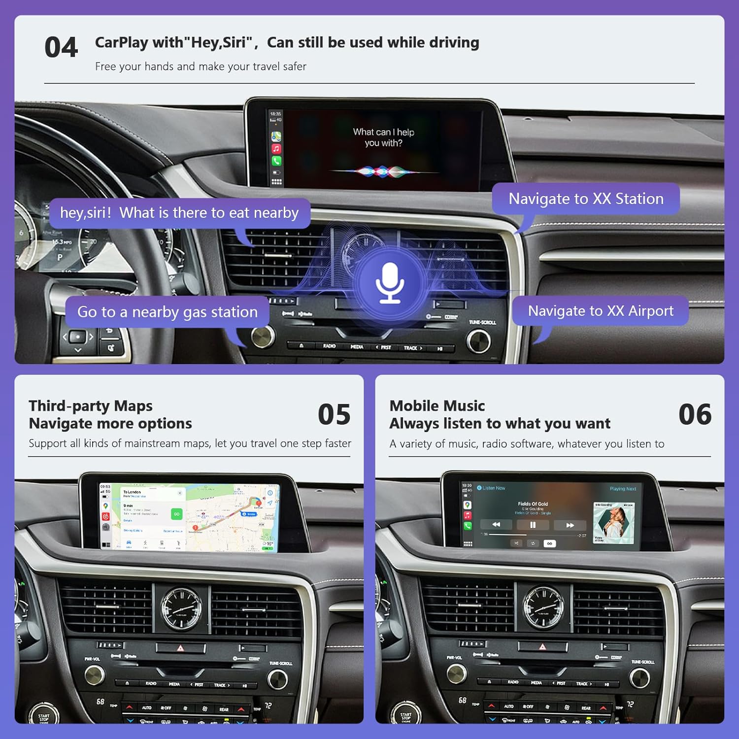 Detalle 2 de Road Top Wireless CarPlay Retrofit Kit Decoder for Lexus (small touchpad/joystick) – adds CarPlay/Android Auto functions