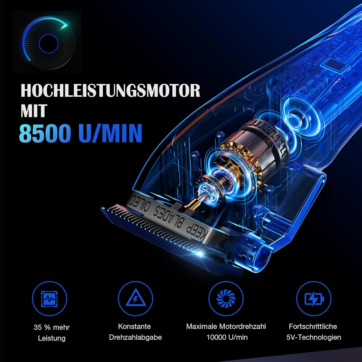 Detalle 2 de SUPRENT HC586TX-3D4 professionele tondeuse met T-mes, keramische messen en USB-C