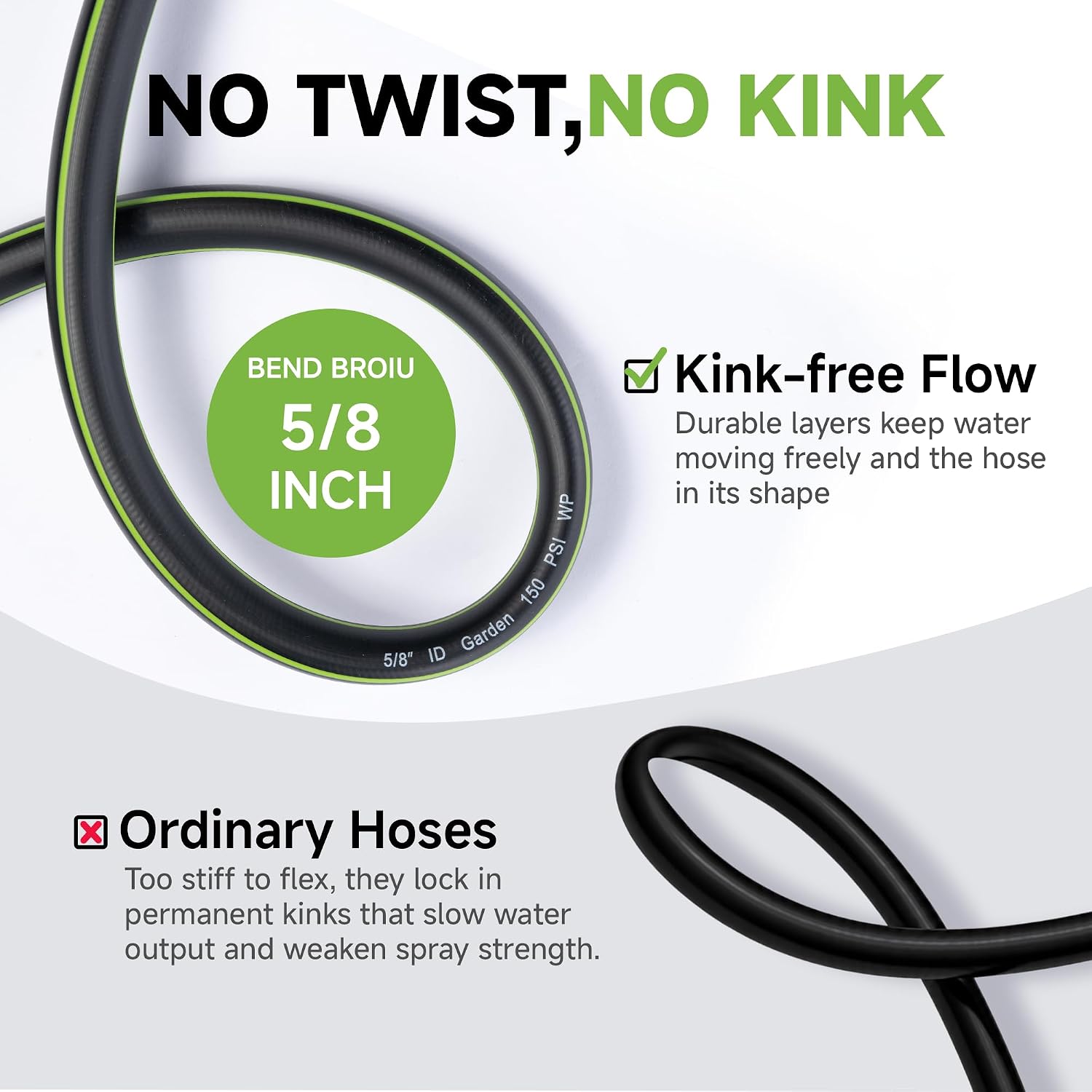 Detalle de Real Relax 50 ft Heavy-Duty Garden Hose, 5/8-Inch, Kink-Resistant