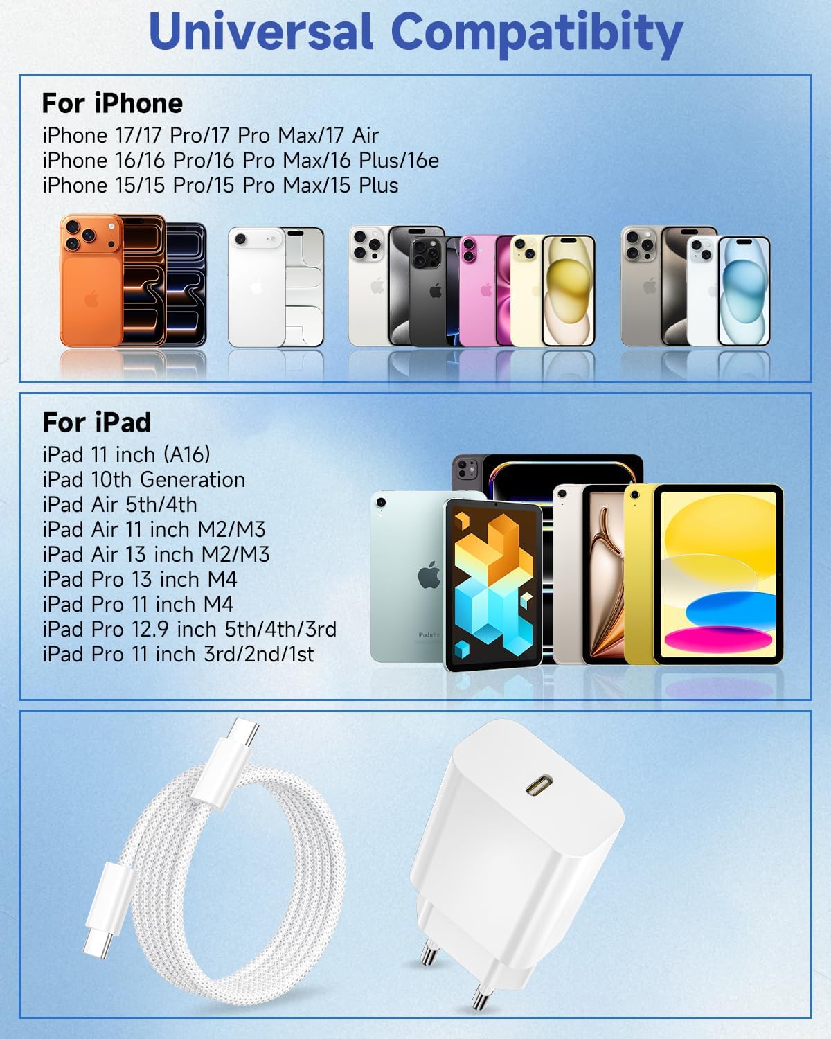 Thumbnail 5 de Chargeur rapide USB-C 20W avec câble 2 m – iPhone et plus