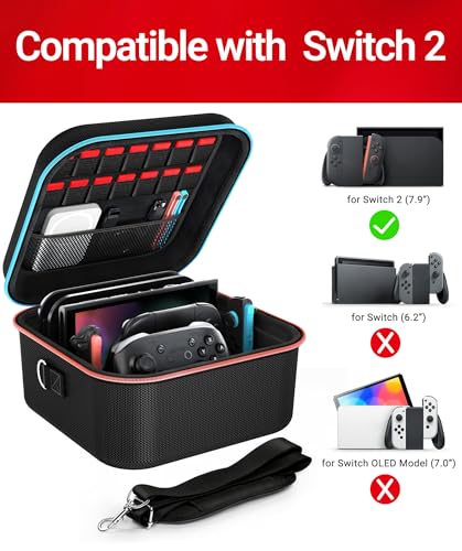 Thumbnail 5 de Funda de Transporte ivoler para Nintendo Switch 2 (2025) – Estuche rígido con protector de pantalla, agarres y capacidad para 14 cartuchos