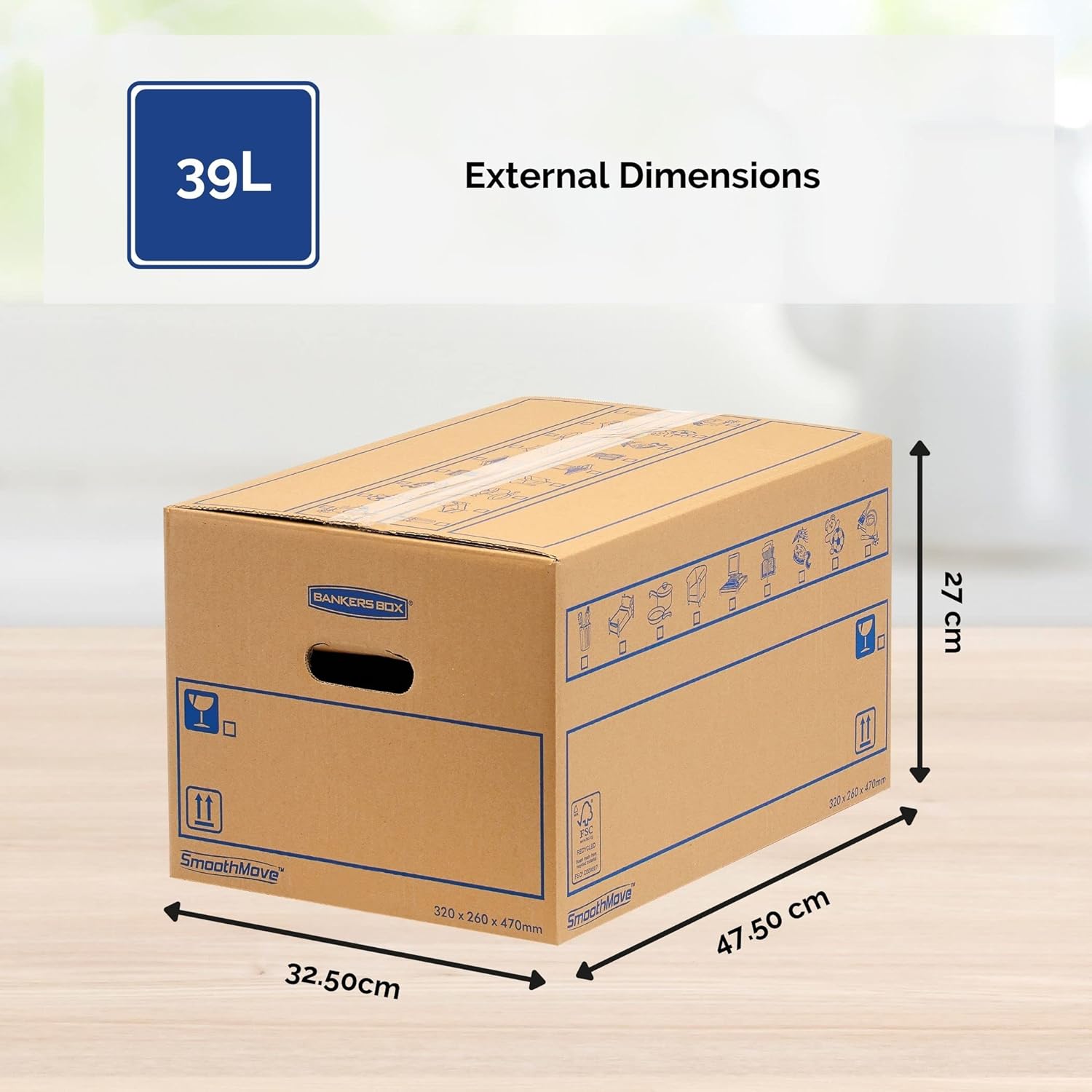 Thumbnail 2 de 15 BANKERS BOX Large Strong Moving Boxes – 39L, SmoothMove with Handles (Pack of 15)