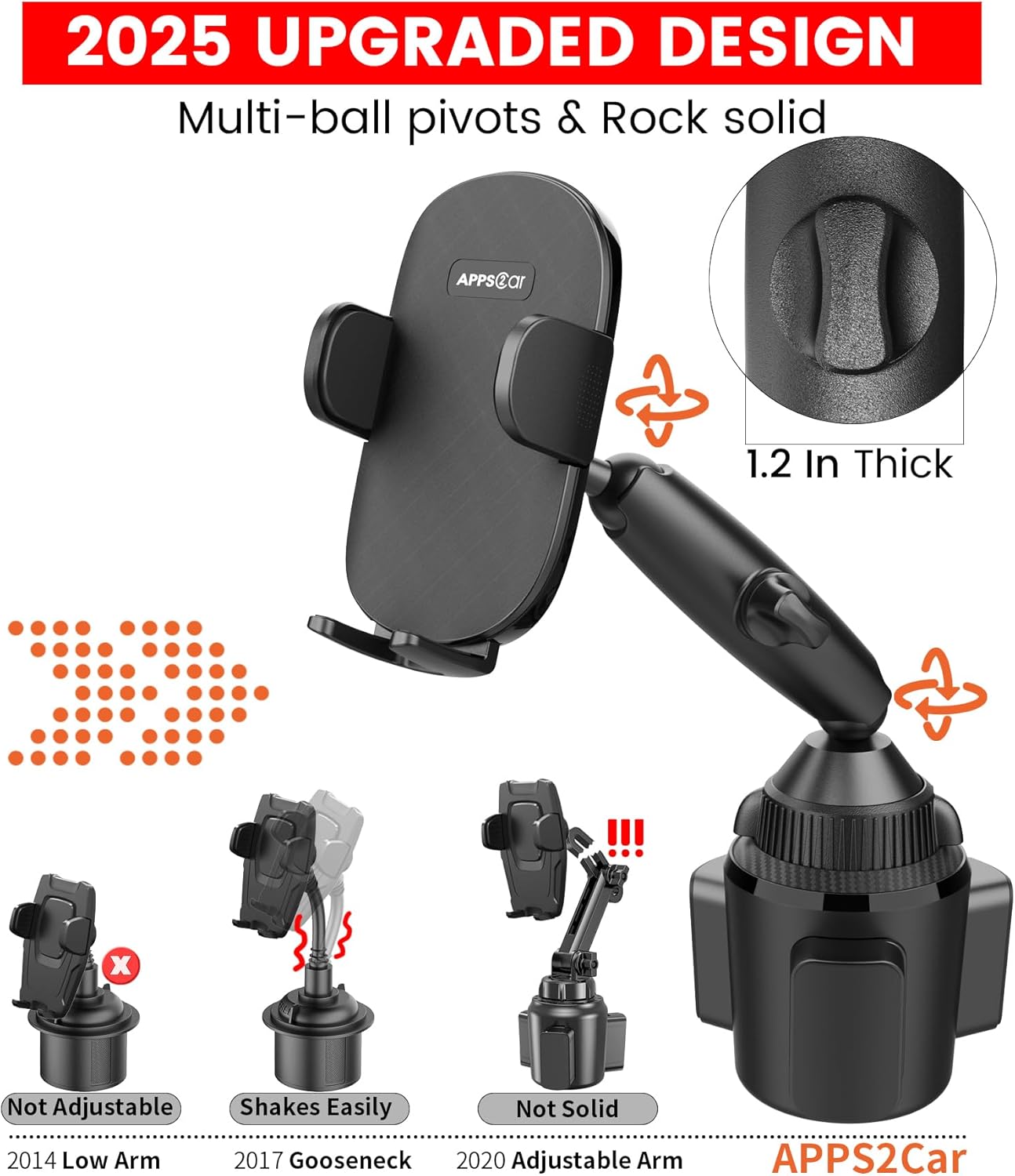 Detalle 2 de APPS2Car Cup Holder Phone Mount Adjustable Arm