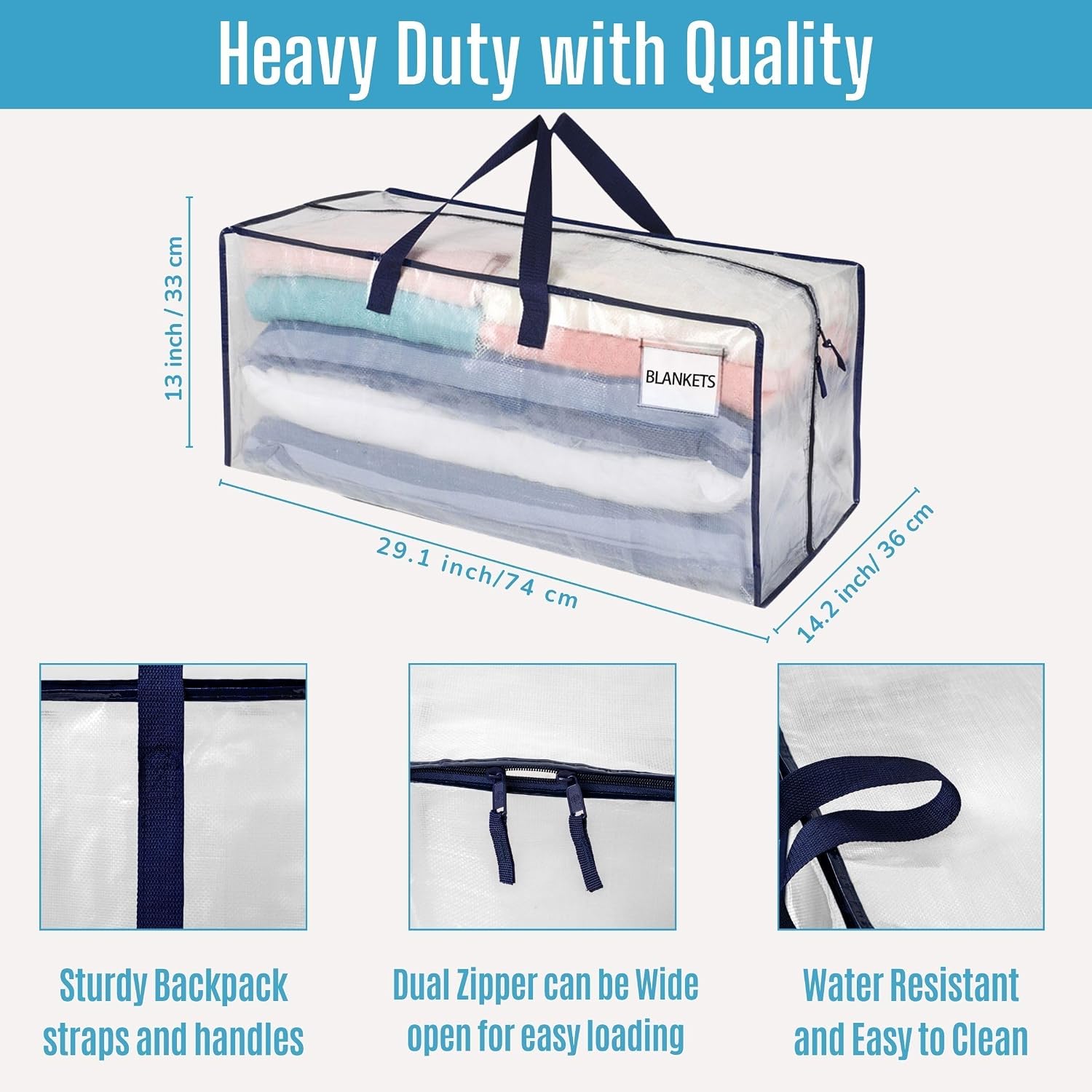 Detalle 2 de VENO 8 Pack Moving Bags large storage tote with straps