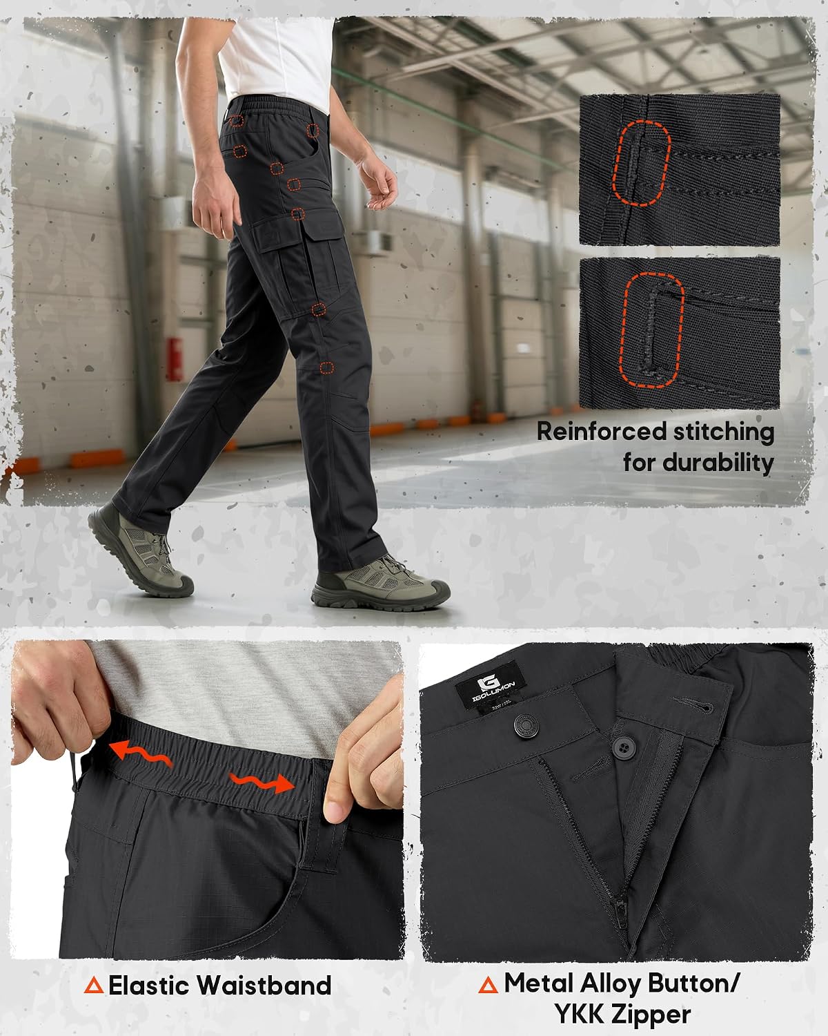 Thumbnail 5 de IGOLUMON Work Trousers Men Cargo Trousers Stretch Tactical Combat Work Pants