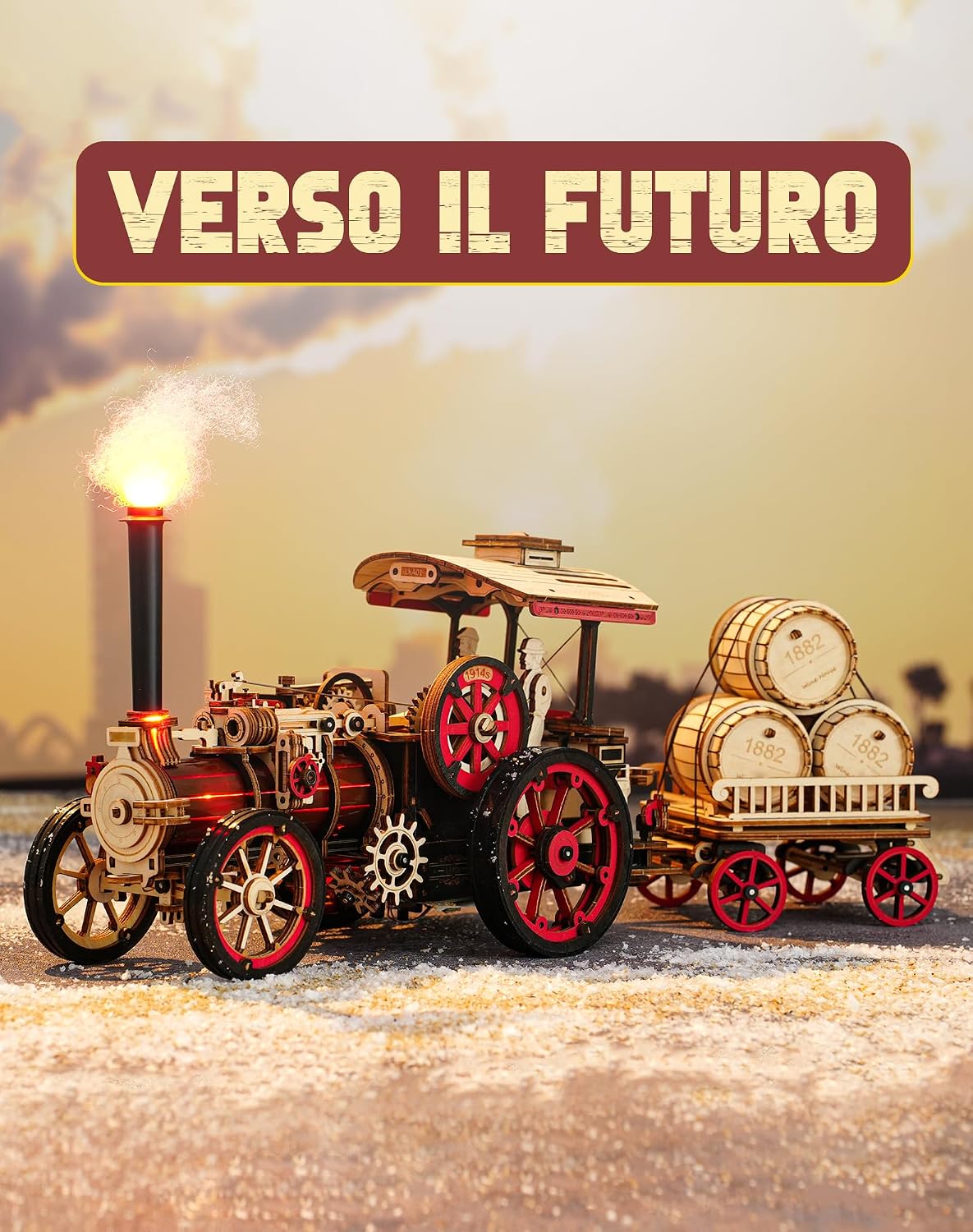 Thumbnail 1 de Robotime Puzzle 3D in legno con motore a vapore (locomotiva) da costruire