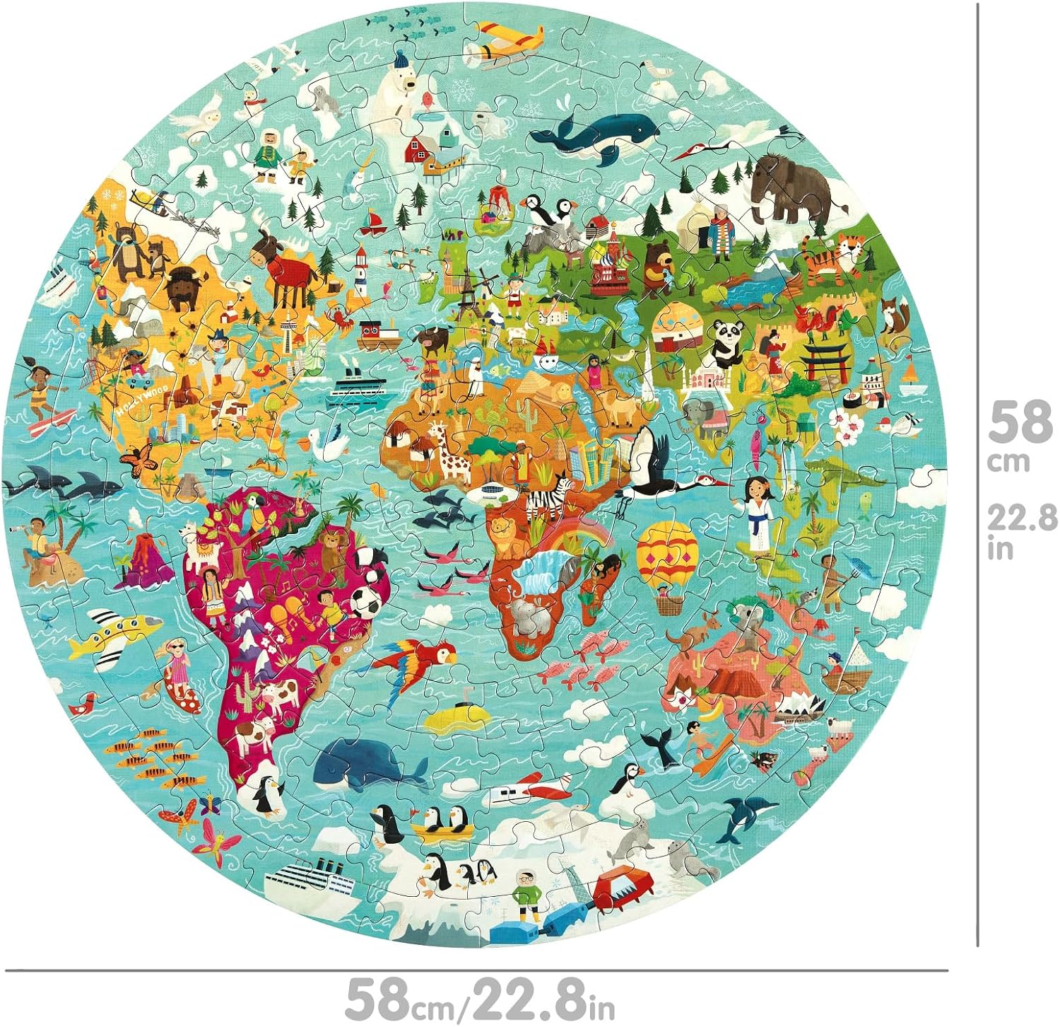 Thumbnail 2 de boppi Round World Map Jigsaw Puzzle for Kids, 150 Pieces