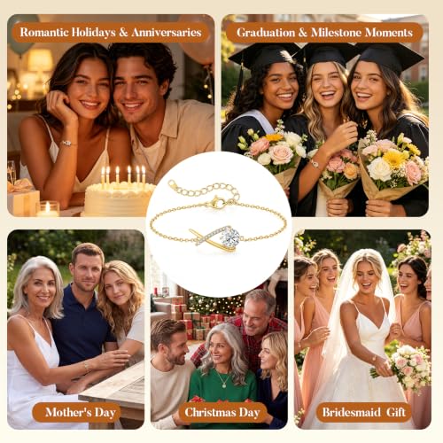 Thumbnail 6 de CDE Infinity Bracelets for Women Birthstone Bracelet with 14K Gold Plated