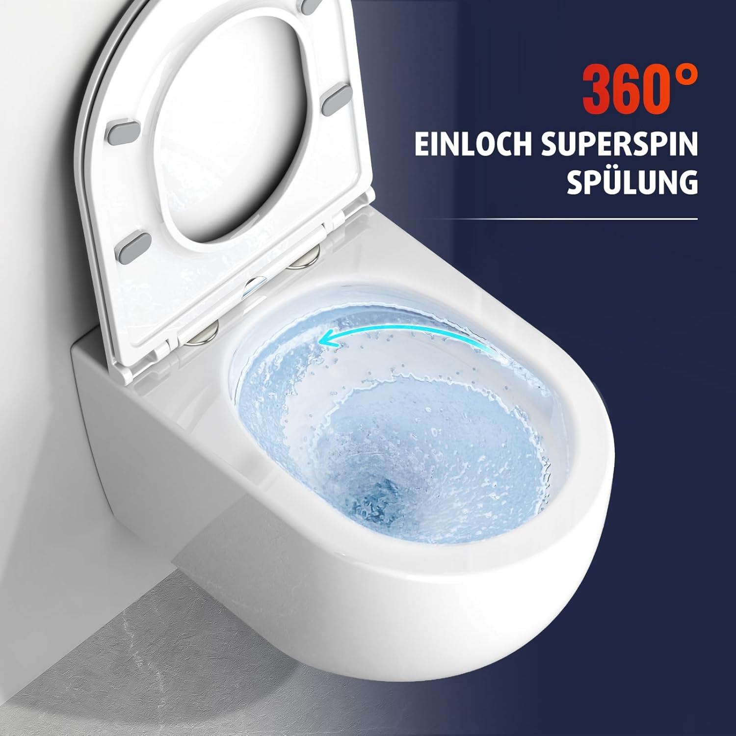 Thumbnail 1 de Rainsworth Hänge WC Spülrandlos Toilette – 360° Einloch Superspin Spülung, Absenkautomatik und softclose Sitz