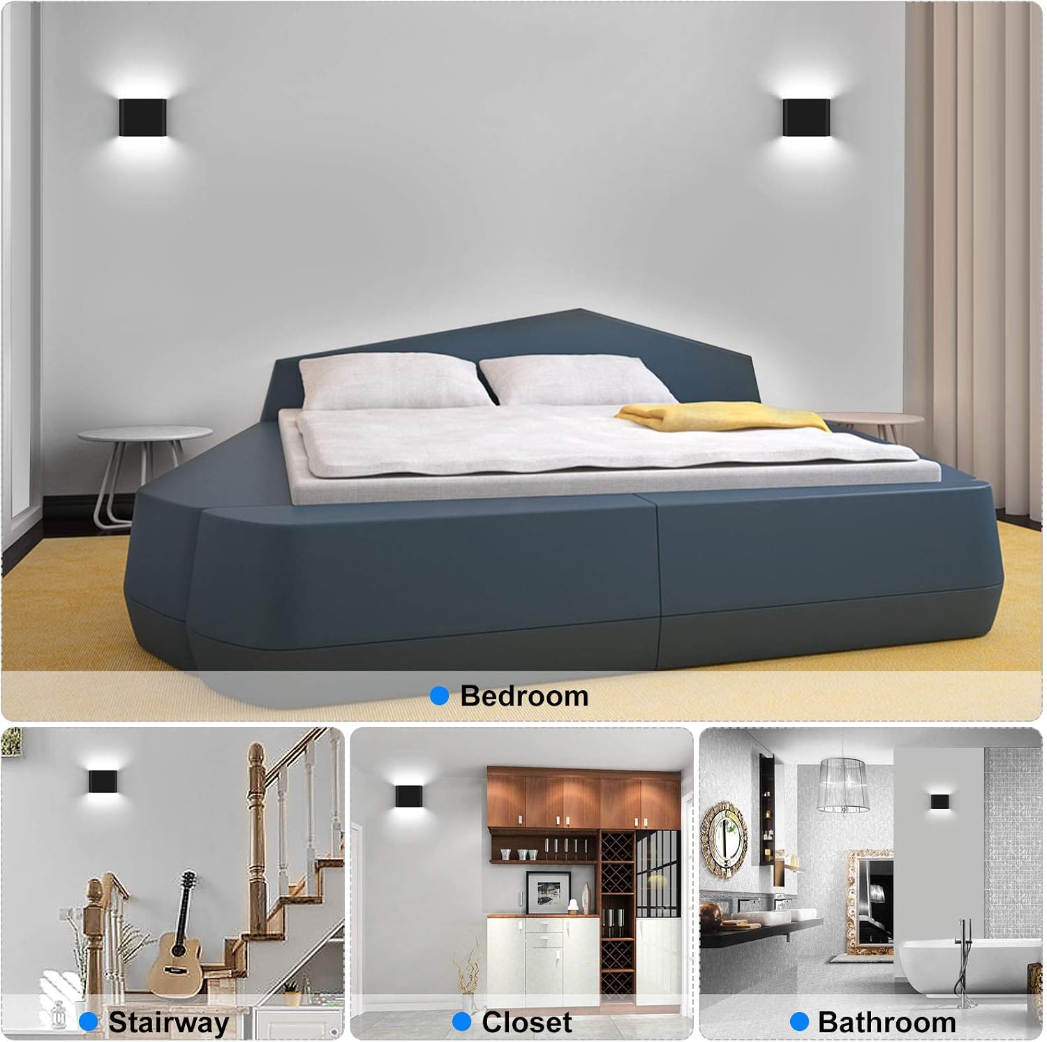 Detalle de KAWELL 6W LED-Wandleuchte (Up & Down) in Aluminium, IP65, 6000K – Schwarz