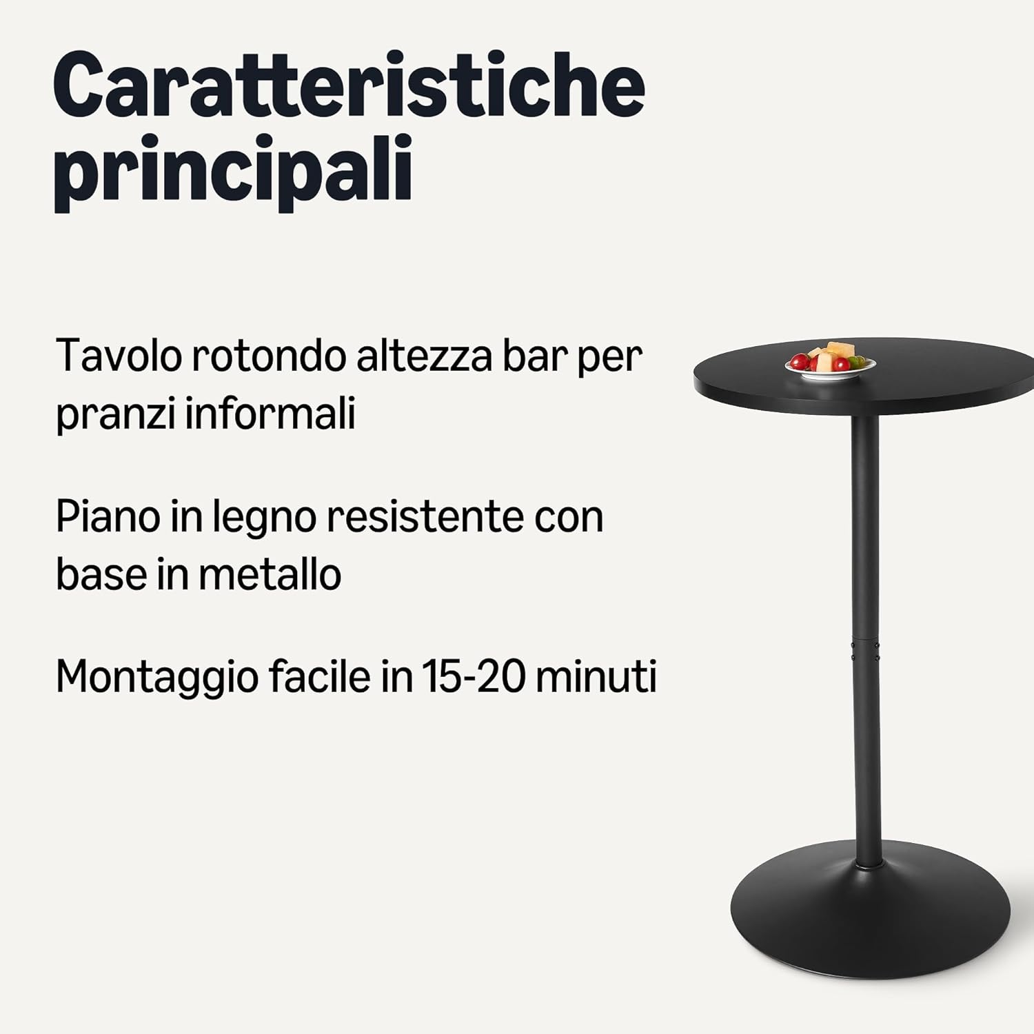 Thumbnail 2 de Amazon Basics Tavolo da Bar rotondo per colazione e bistrot, da interno ed esterno, colore nero