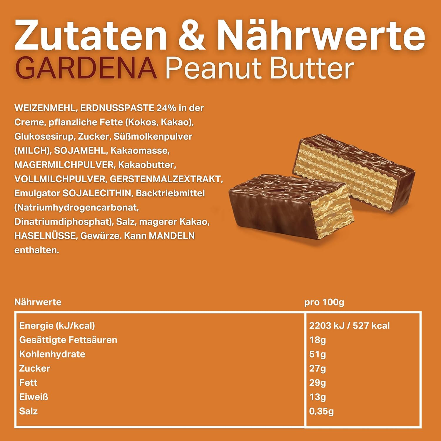Thumbnail 1 de Loacker Gardena Peanut Butter – zarte Schokowaffeln mit Erdnusscreme im Großpack (25 × 38 g)