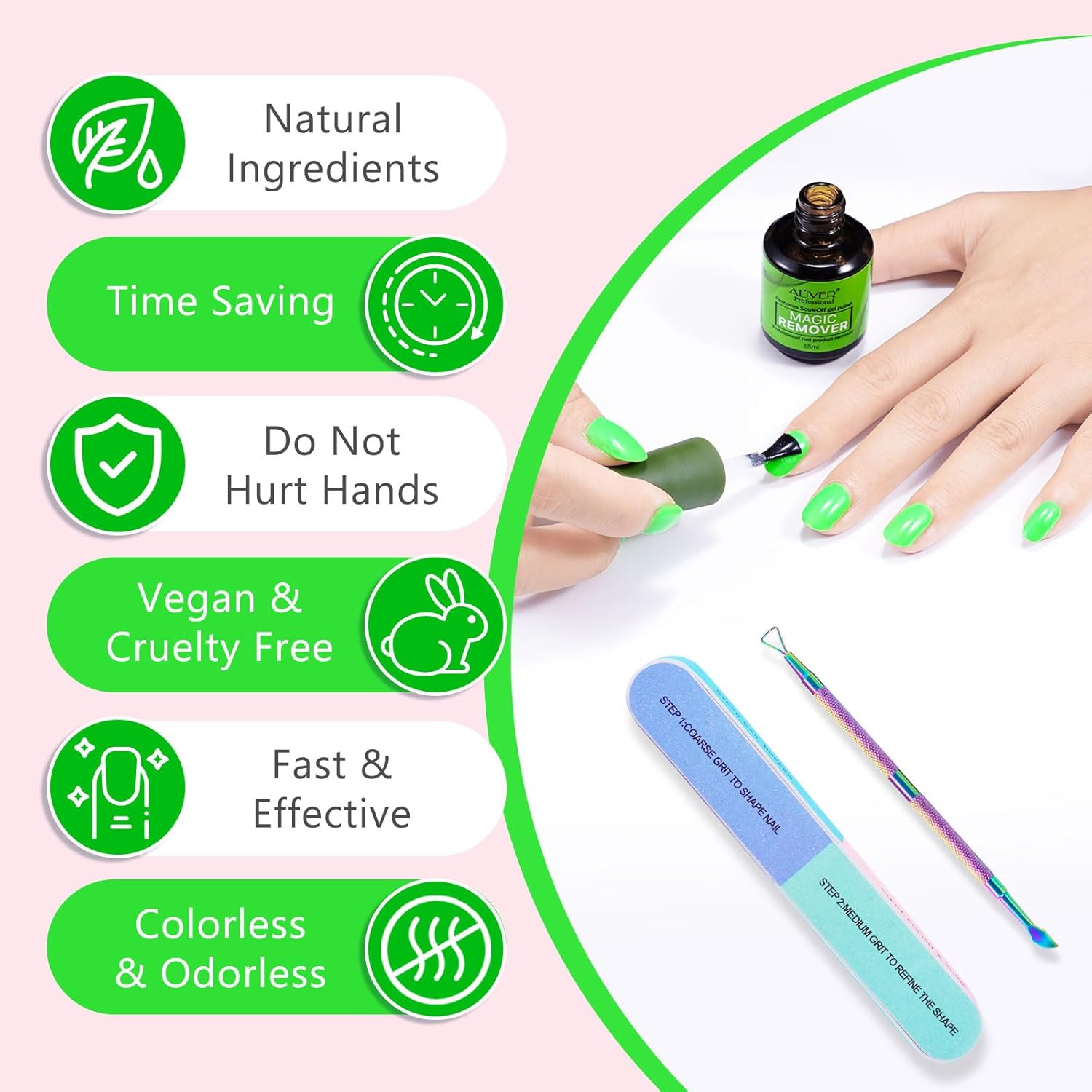 Thumbnail 2 de Dissolvant Vernis Gel 2 pièces avec lime et pousse-cuticule