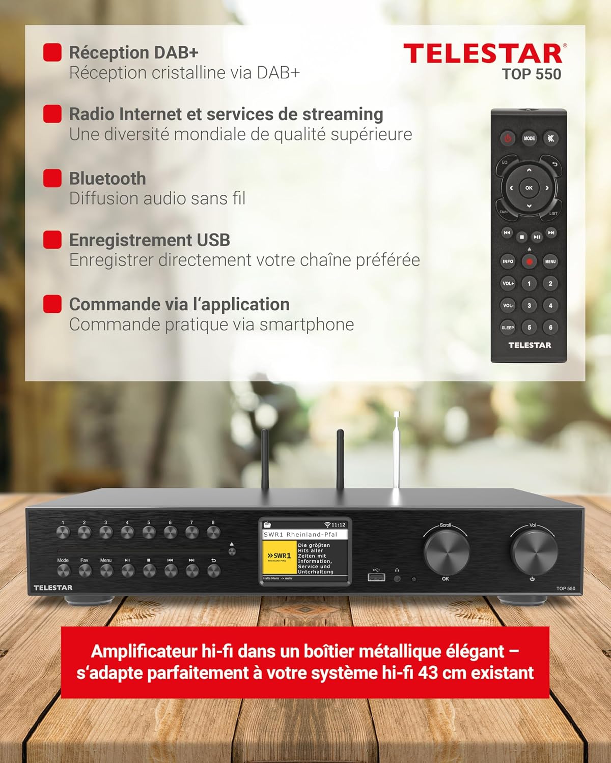 Thumbnail 6 de TELESTAR Top 550: Système HiFi tout-en-un 43 cm avec amplificateur 2 x 30 W, CD et streaming