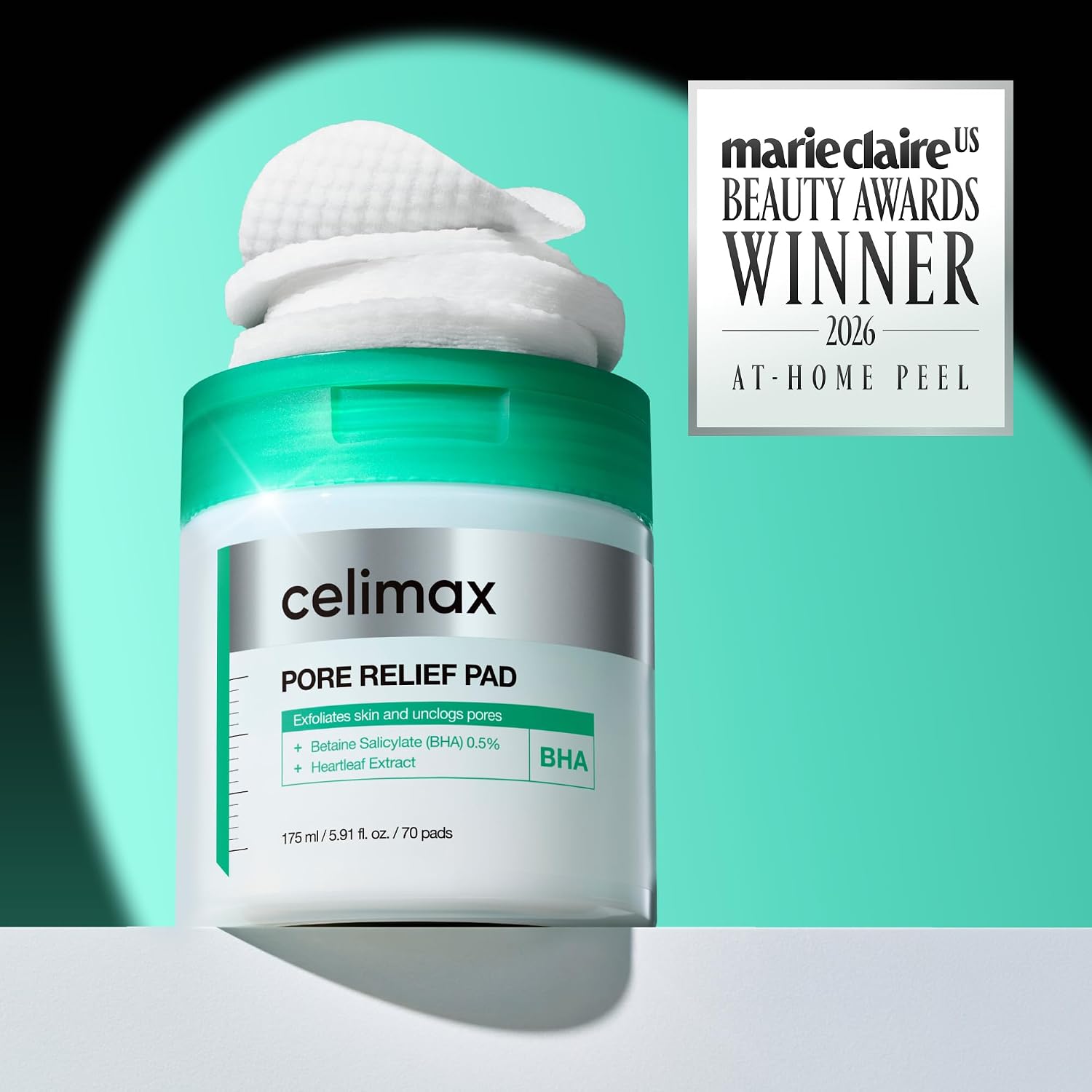 Detalle 2 de celimax BHA Pore Relief Toner Pads, 70 Count, Dual-Textured