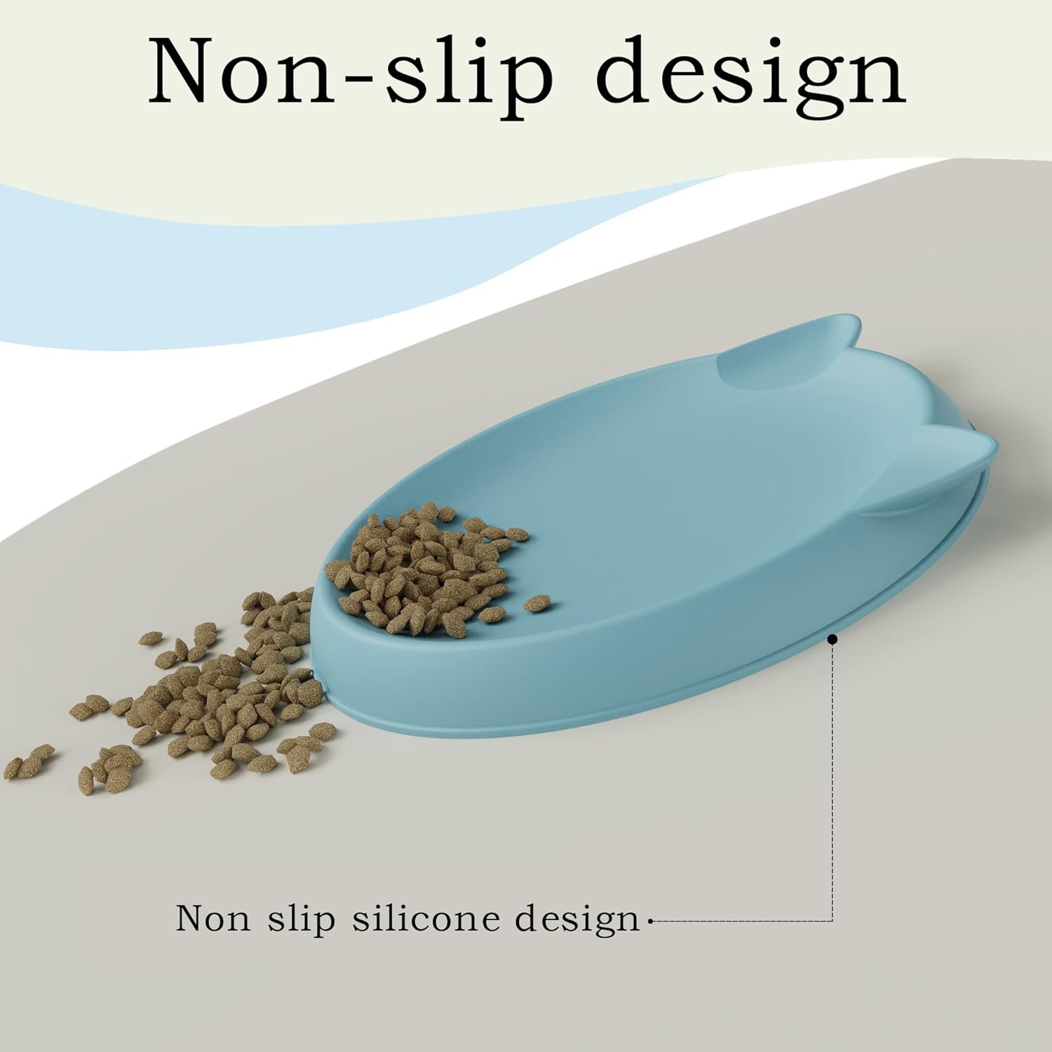 Thumbnail 4 de Gamelle en silicone pour chat (1 pièce) 15 x 15 cm, bleu clair – protection des poils de barbe