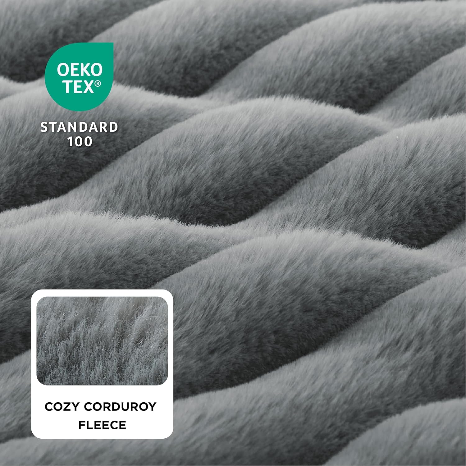 Detalle 2 de Bedsure Orthopedic Dog Bed Large (114x81x17.5cm) – Waterproof memory foam sofa with sides, non-slip base & removable corduroy cover, grey