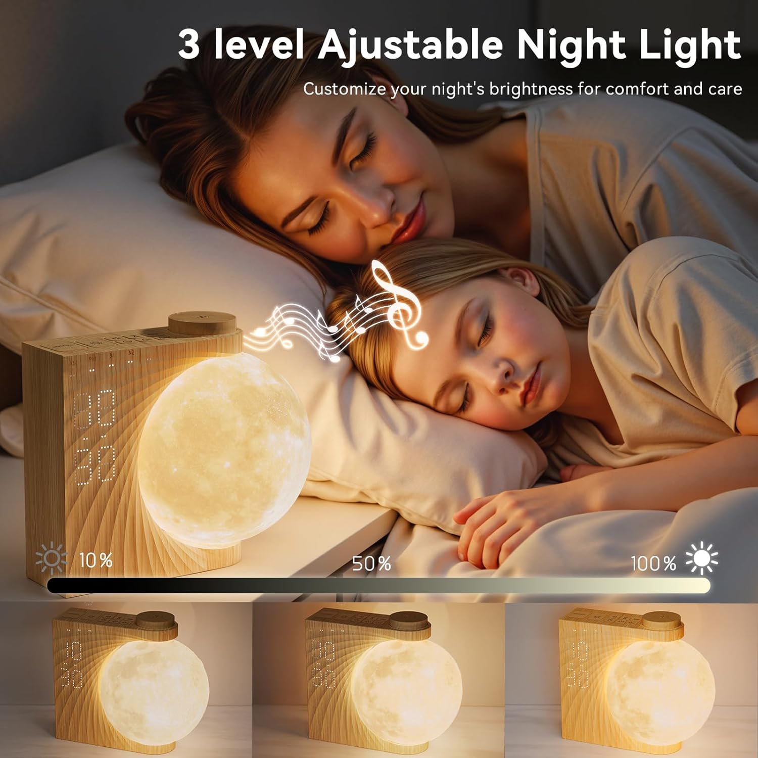 Thumbnail 3 de RETEYUNG 3D Mondlicht Lichtwecker mit 10 Klängen