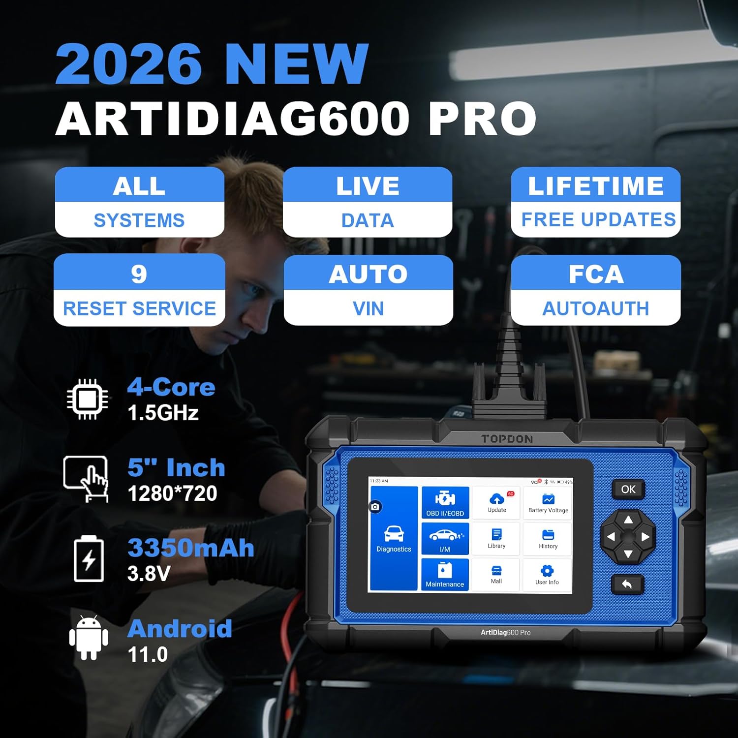 Detalle 2 de TOPDON ArtiDiag600 Pro OBD2 scanner with 9 services