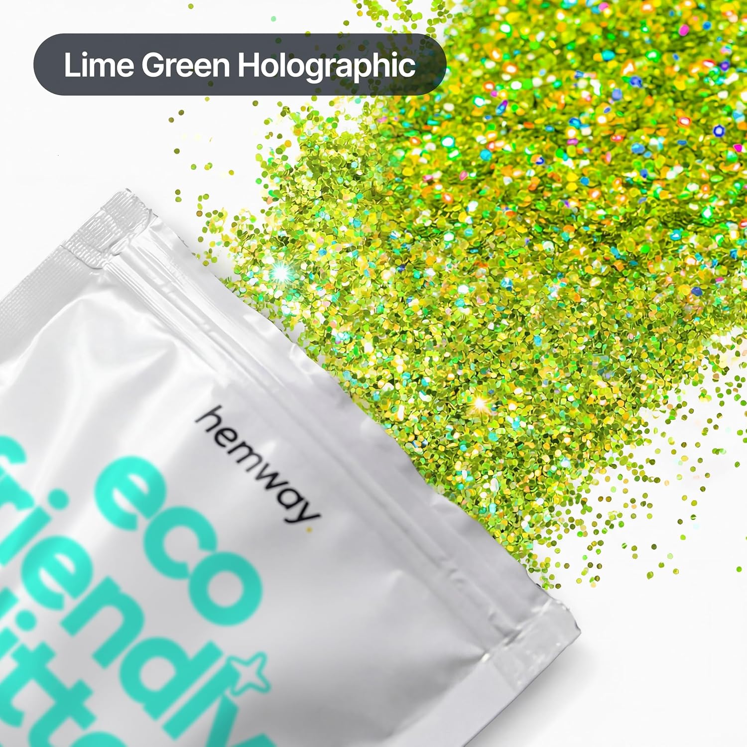 Thumbnail 4 de Lime Green holographic biodegradable glitter 100g