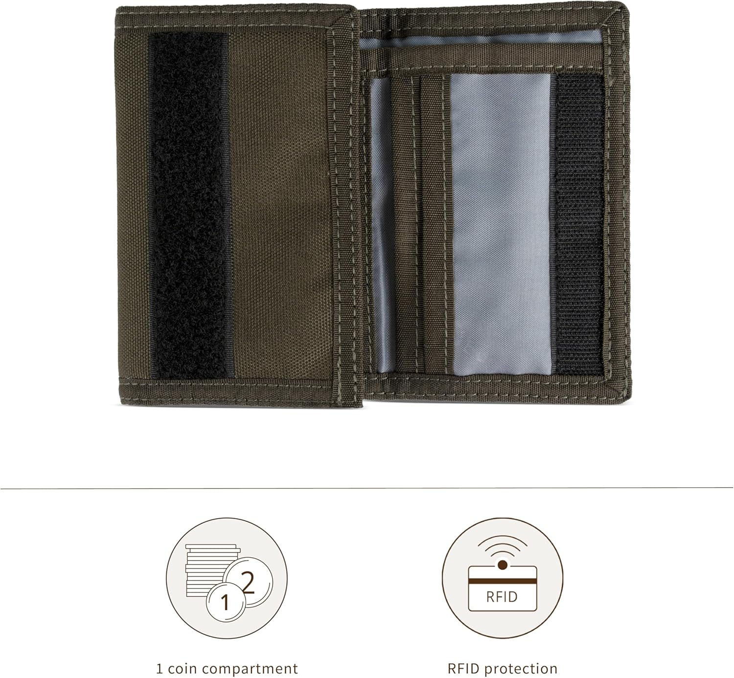 Thumbnail 4 de bugatti Portafoglio unisex trifold con chiusura a strappo e protezione RFID, Oliv