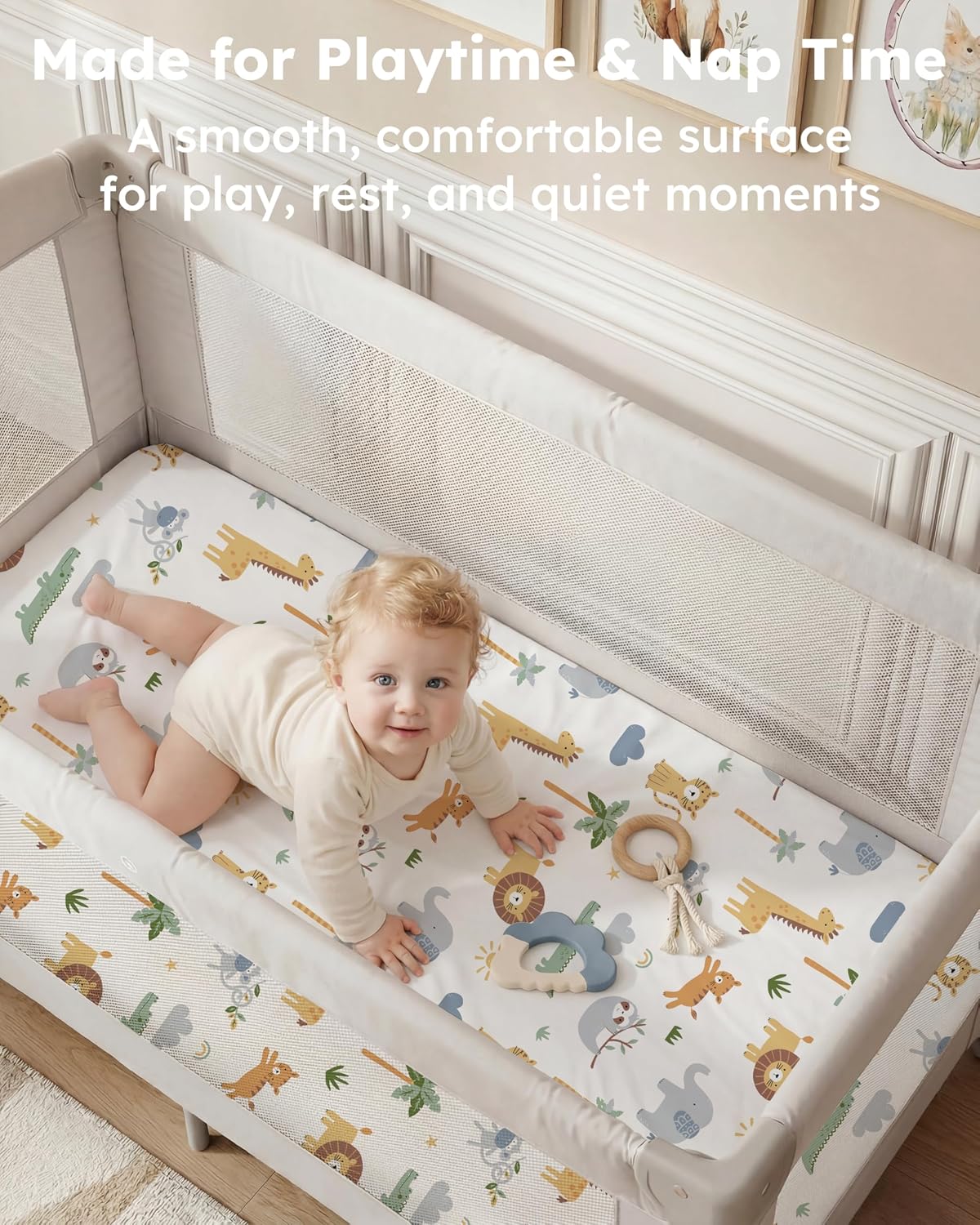 Thumbnail 6 de Nyessmee Pack and Play Sheets, 2-Pack, 38" x 26", Green Animals